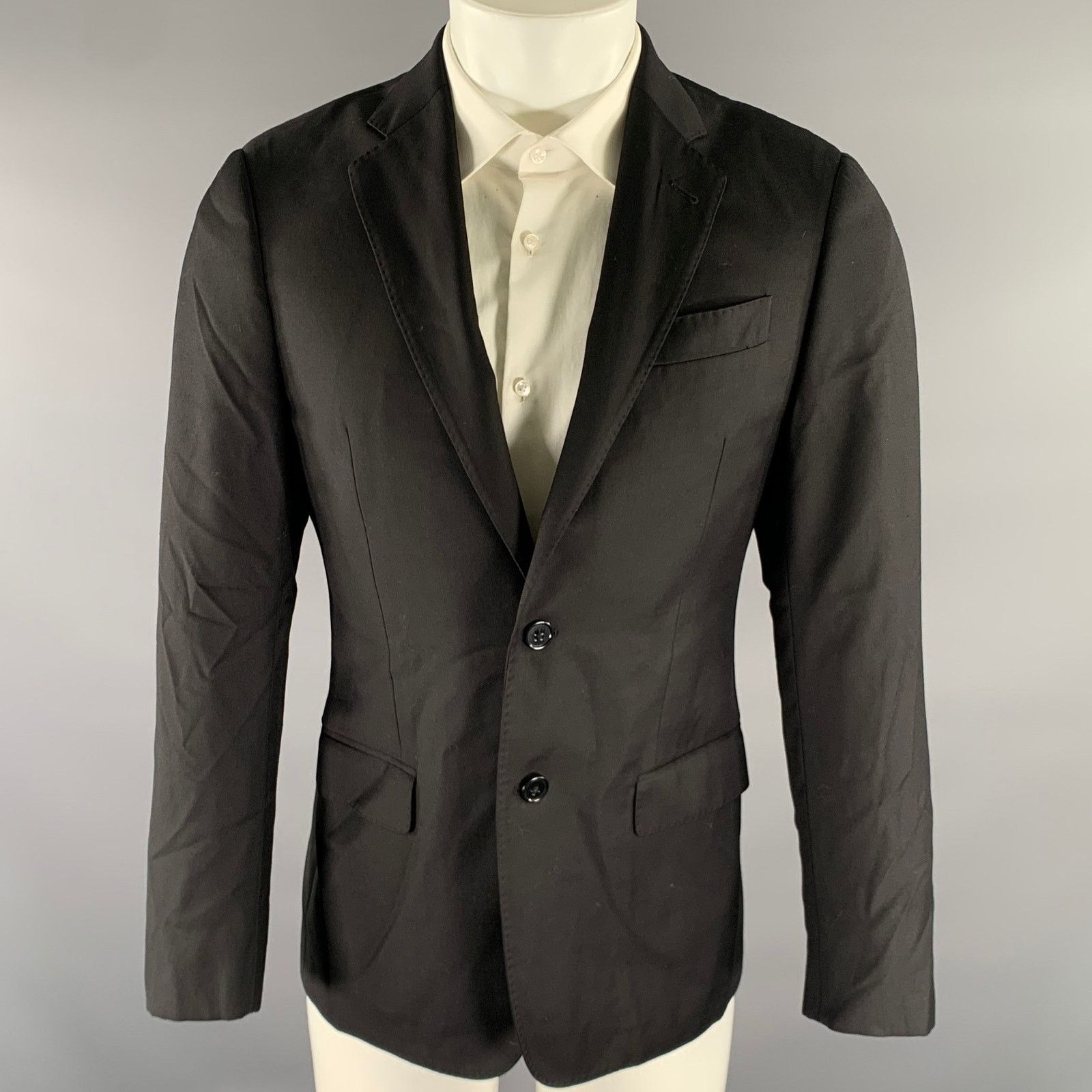 Emporio Armani EMPORIO ARMANI Size 38 Black Wool Notch Lapel Sport Coat Size 38R - 1 Thumbnail