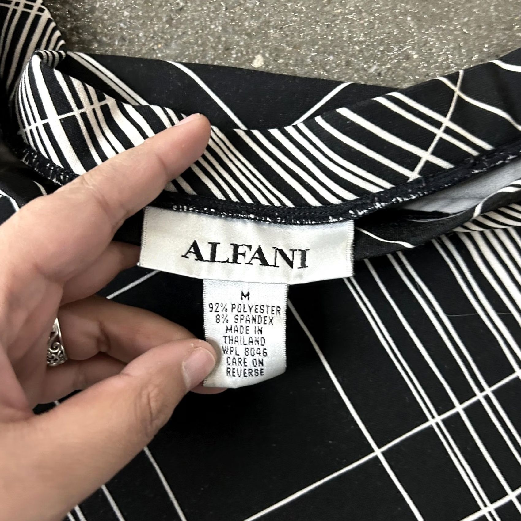 Alfani Alfani Skirt Womens Medium Black White Plaid Knit Pencil Pull On Stretch Career Size 32" / US 10 / IT 46 - 2 Thumbnail