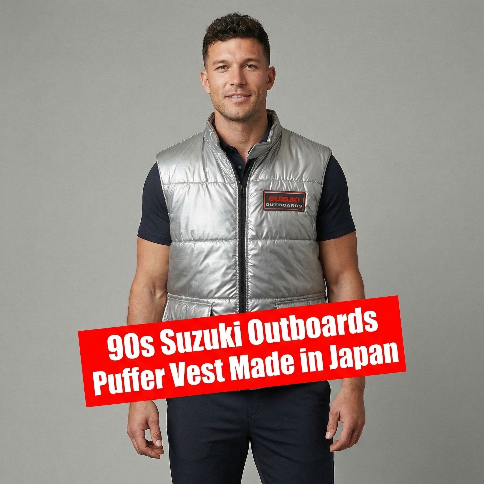 Other Vintage 90s Suzuki Outboards Silver Vest / Rare Y2K Size US L / EU 52-54 / 3 - 1 Thumbnail