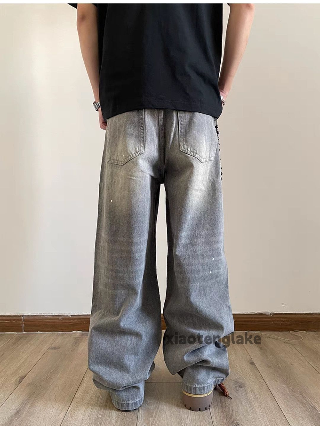 Jean Unisex outdoor utility loose baggy paint stain jeans Size US 30 / EU 46 - 2 Thumbnail