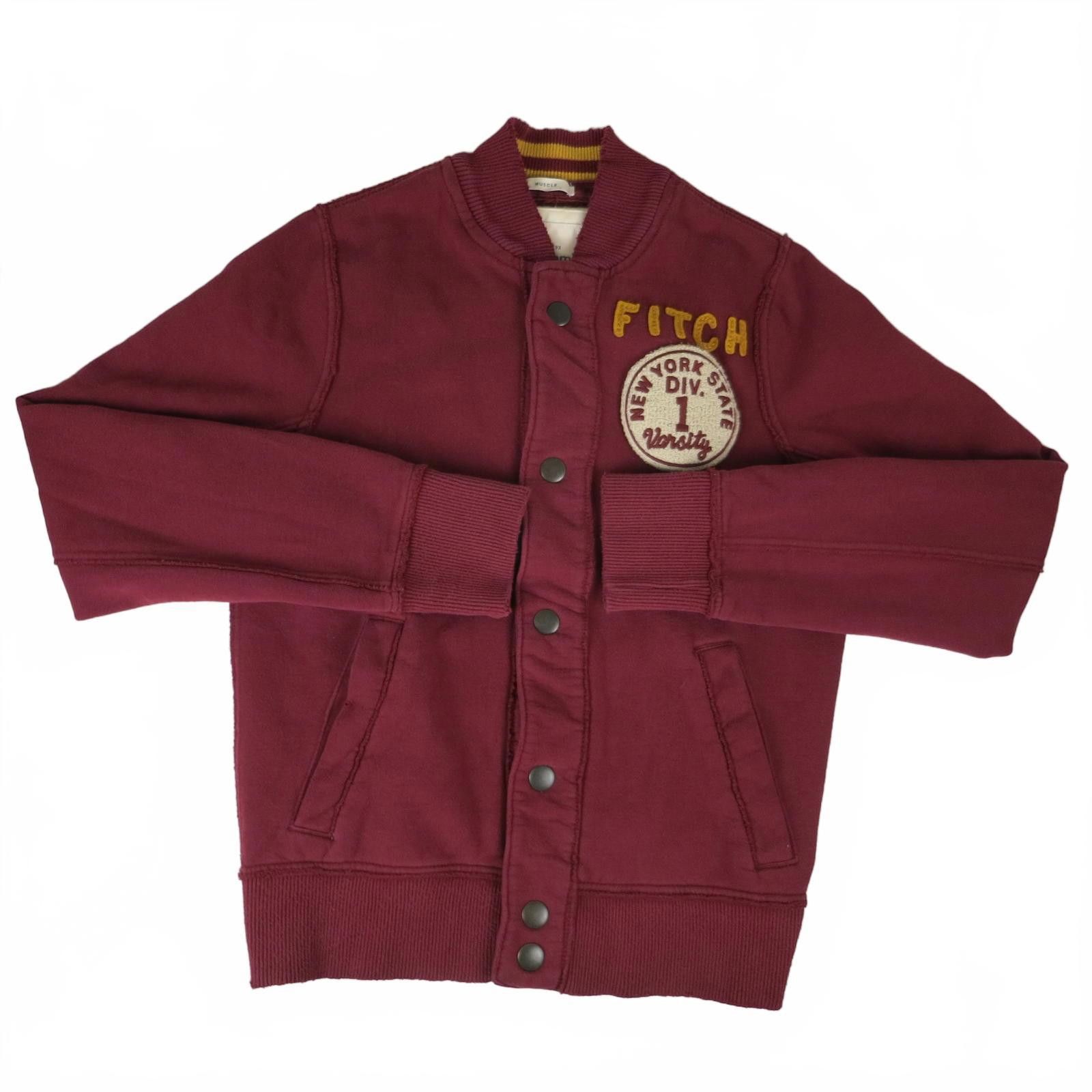 Abercrombie & Fitch Men's Medium Abercrombie & Fitch Burgundy Varsity Jacket Size US M / EU 48-50 / 2 - 1 Thumbnail