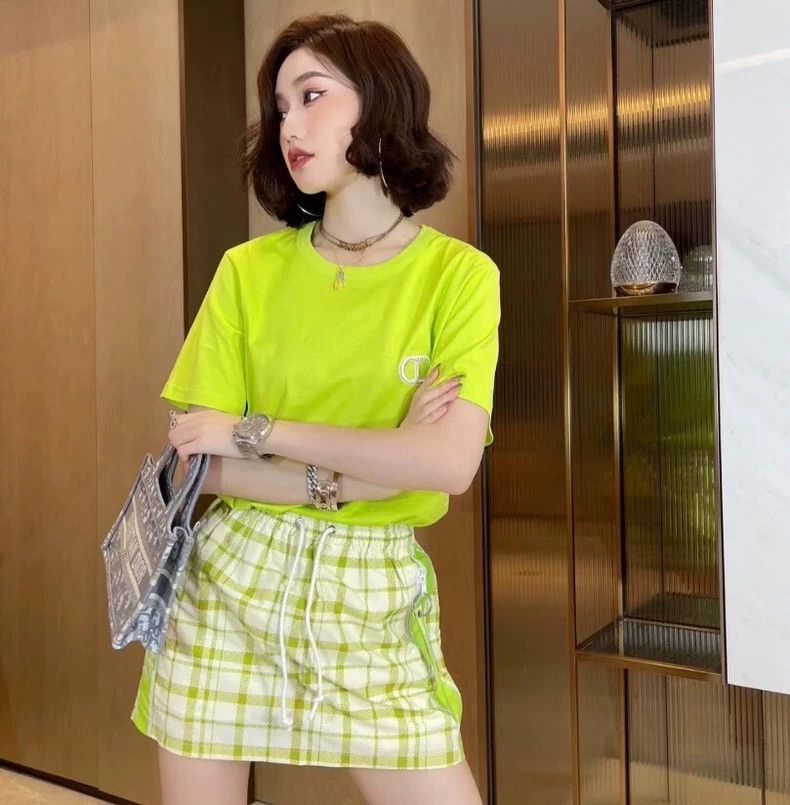 Dior Dior Color-blocked plaid drawstring casual skirt short ski Size 42" / US 20 - 9 Thumbnail