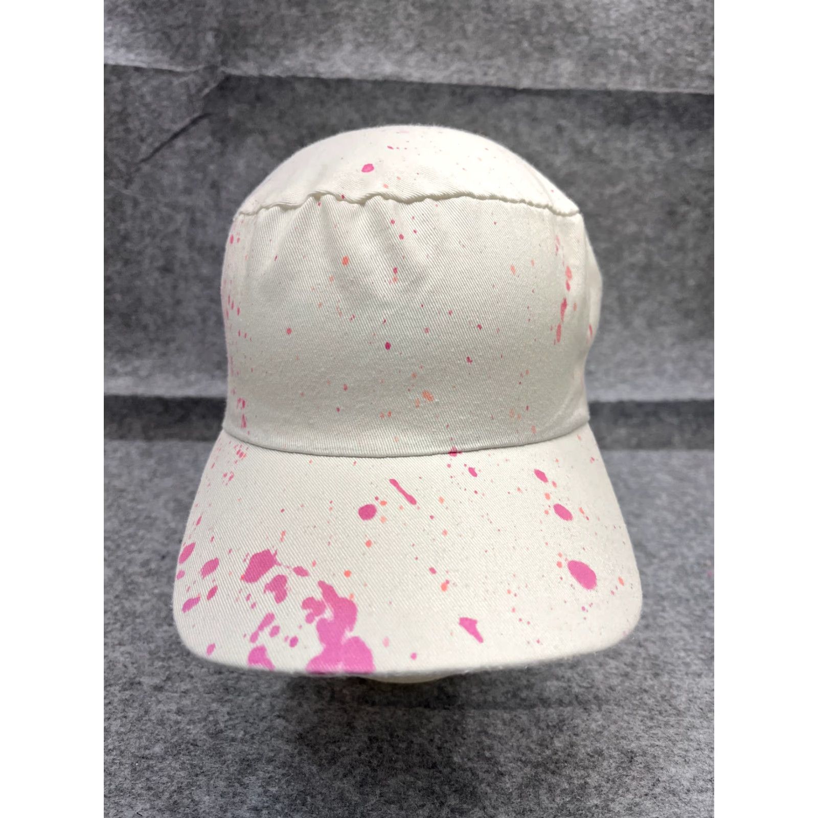 Pinko Paint Splatter Hat Cap Snap Back Adult One Size White Pink 100% Cotton Size ONE SIZE - 2 Thumbnail