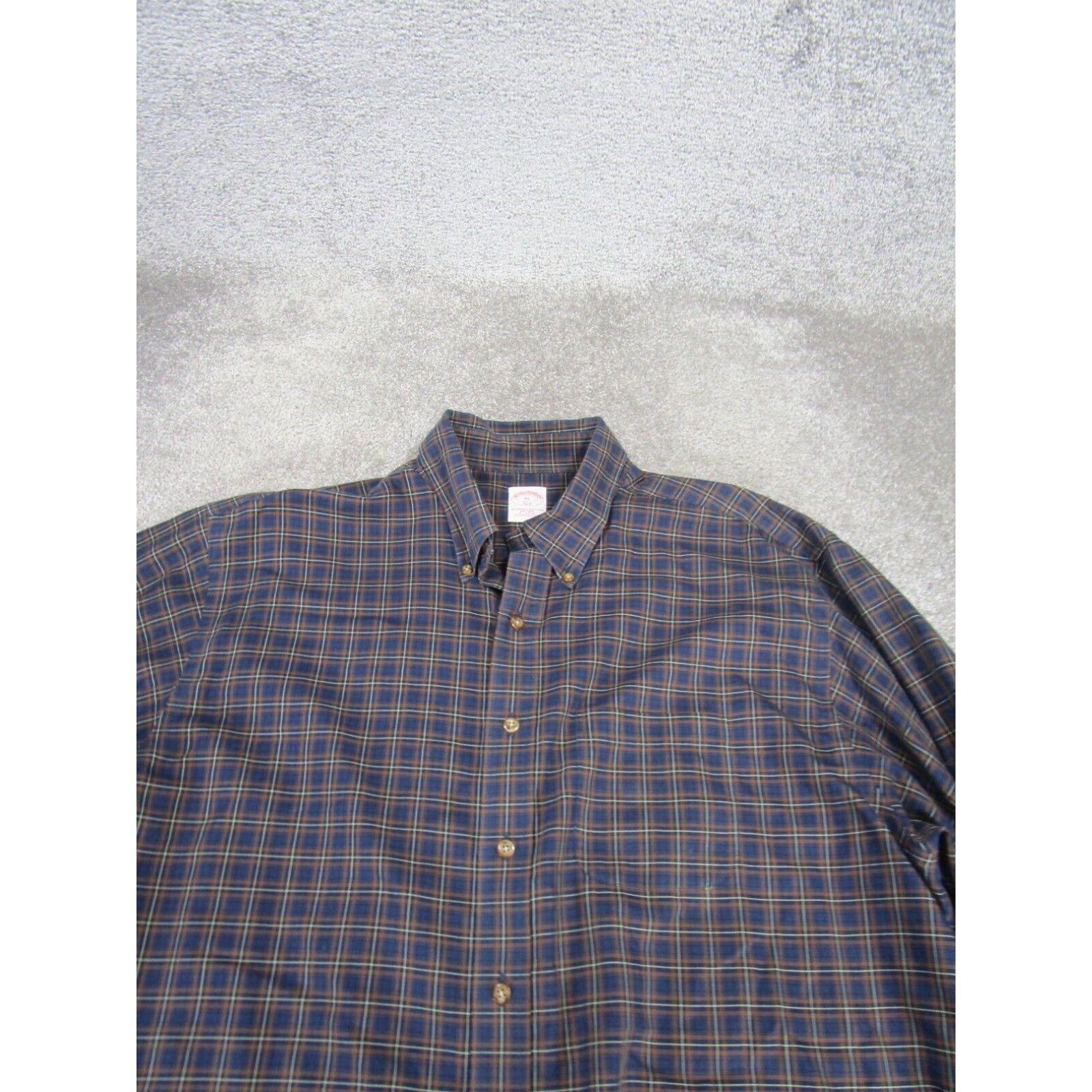 Brooks Brothers Mens Extra Large XL Brooks Brothers Shirt Button Up Blue Plaid Cotton Size US XL / EU 56 / 4 - 2 Thumbnail