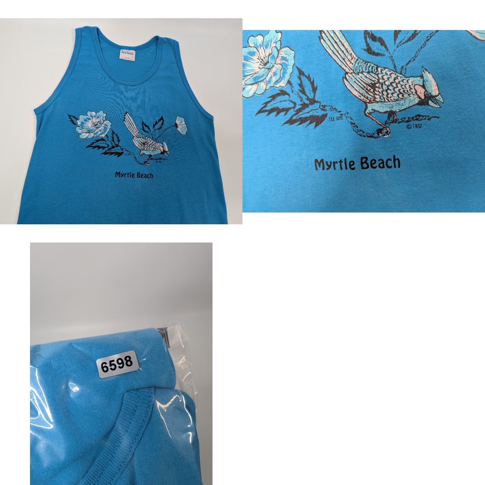 TEE JAYS VTG Myrtle Beach Tank Top Shirt Blue Jay Bird Graphic Small TeeJays USA Made 90s Size US S / EU 44-46 / 1 - 8 Thumbnail