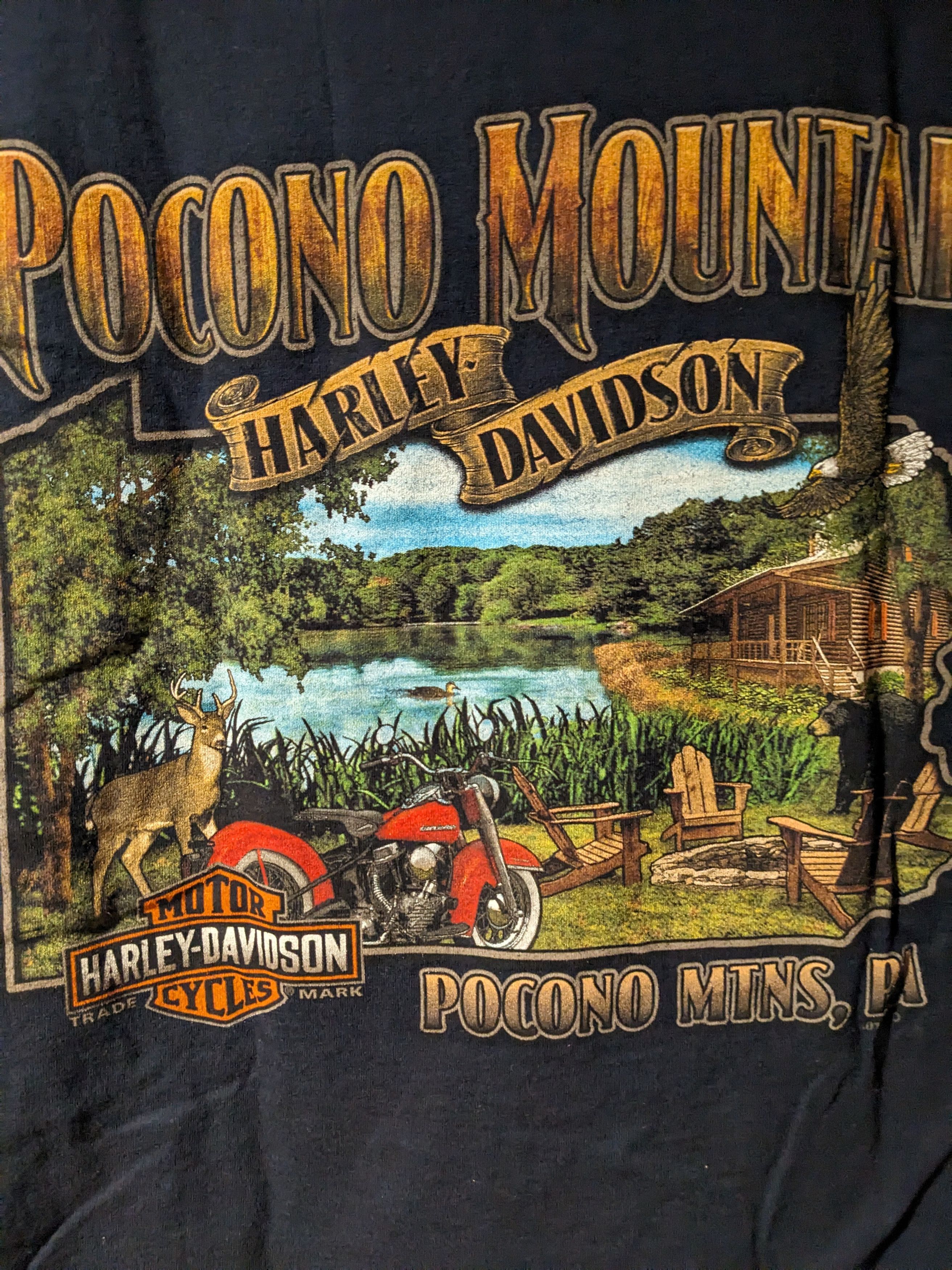 Harley Davidson × Vintage Harley Davidson Motorcycle Pocono Mountains T-Shirt Size US XXL / EU 58 / 5 - 2 Thumbnail