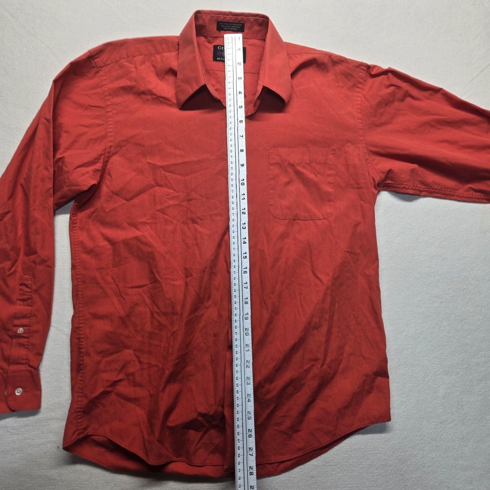 Alexander Julian Colours Alexander Julian Shirt Mens M Orange Regular Solid Button-Up Long Sleeve Subtle Cotton Polyester Modern Size US L / EU 52-54 / 3 - 6 Thumbnail