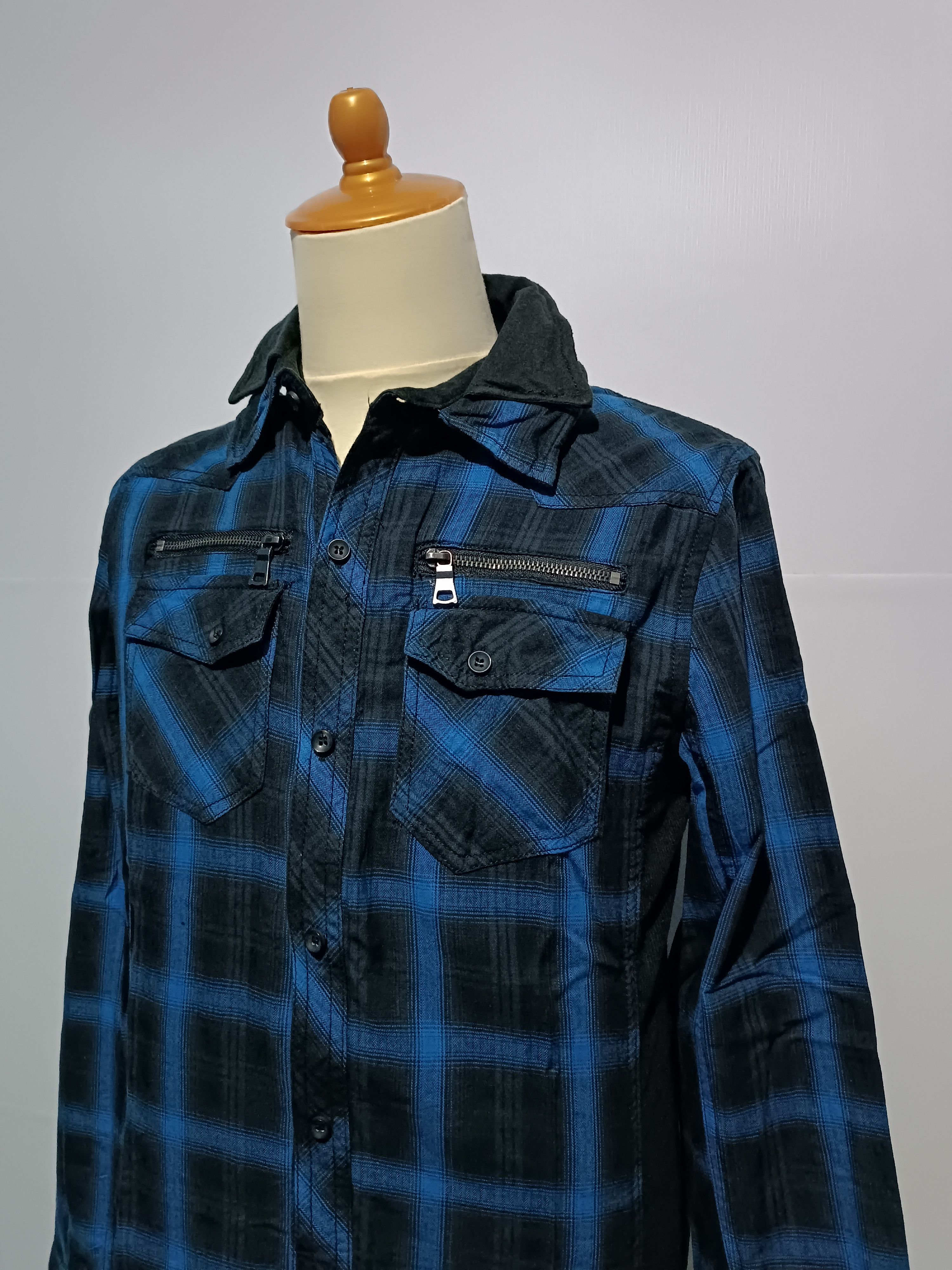 In The Attic × Japanese Brand In The Attic Black and Blue Checkered Double Layer Shirt Size US M / EU 48-50 / 2 - 2 Thumbnail