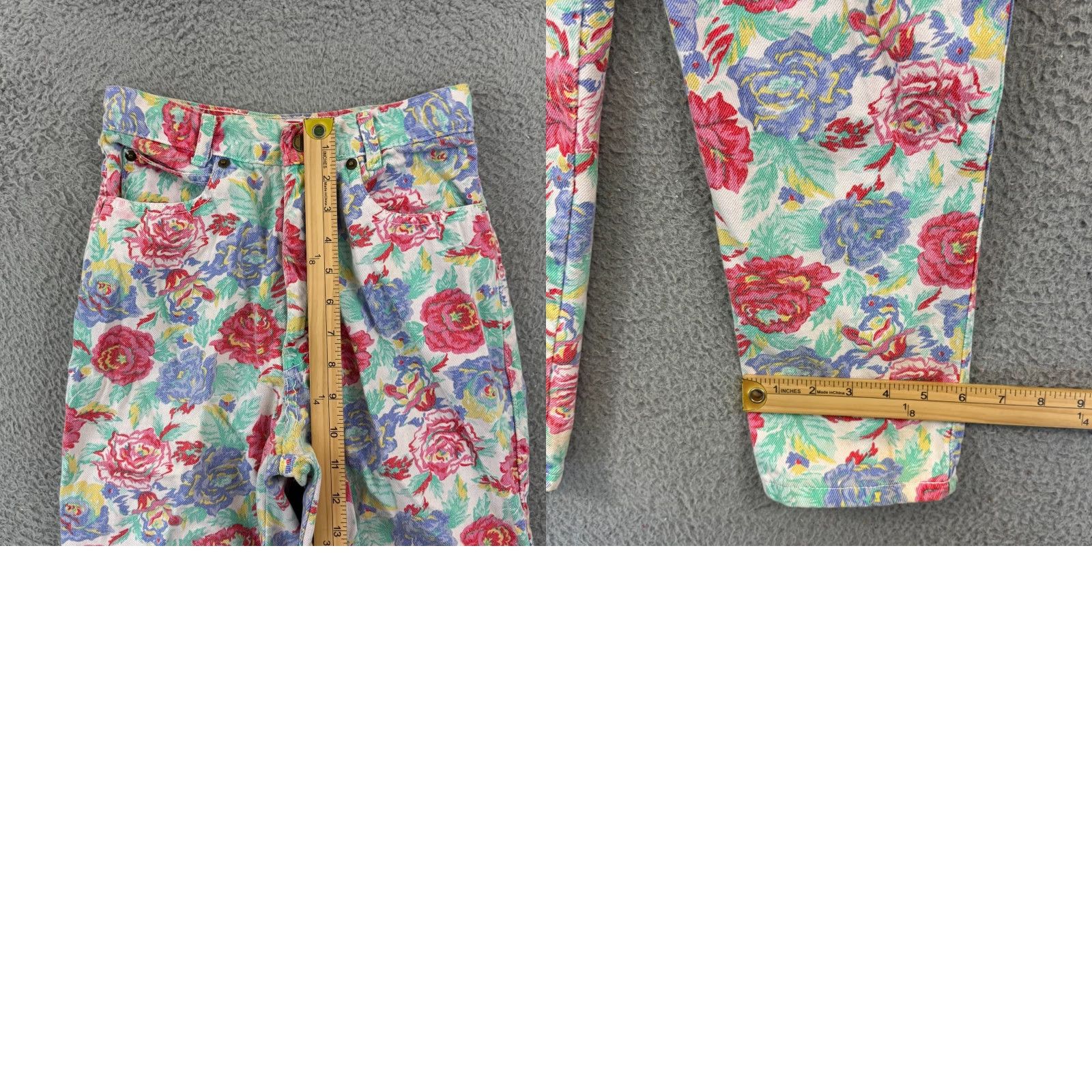 Vintage VINTAGE Palmettos Jeans Juniors 7 High Waisted Floral Pastel 80s Straight Casual Womens Boys Girls Mens Size 28" / US 6 / IT 42 - 9 Thumbnail