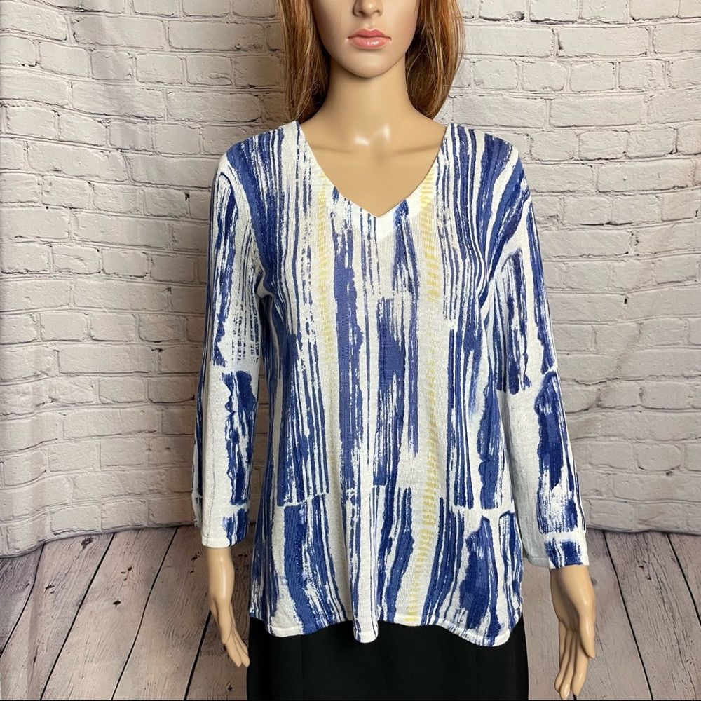 NIC+ZOE Nic + Zoe SAIL AWAY TOP Tunic Blue White Size S Size S / US 4 / IT 40 - 3 Thumbnail