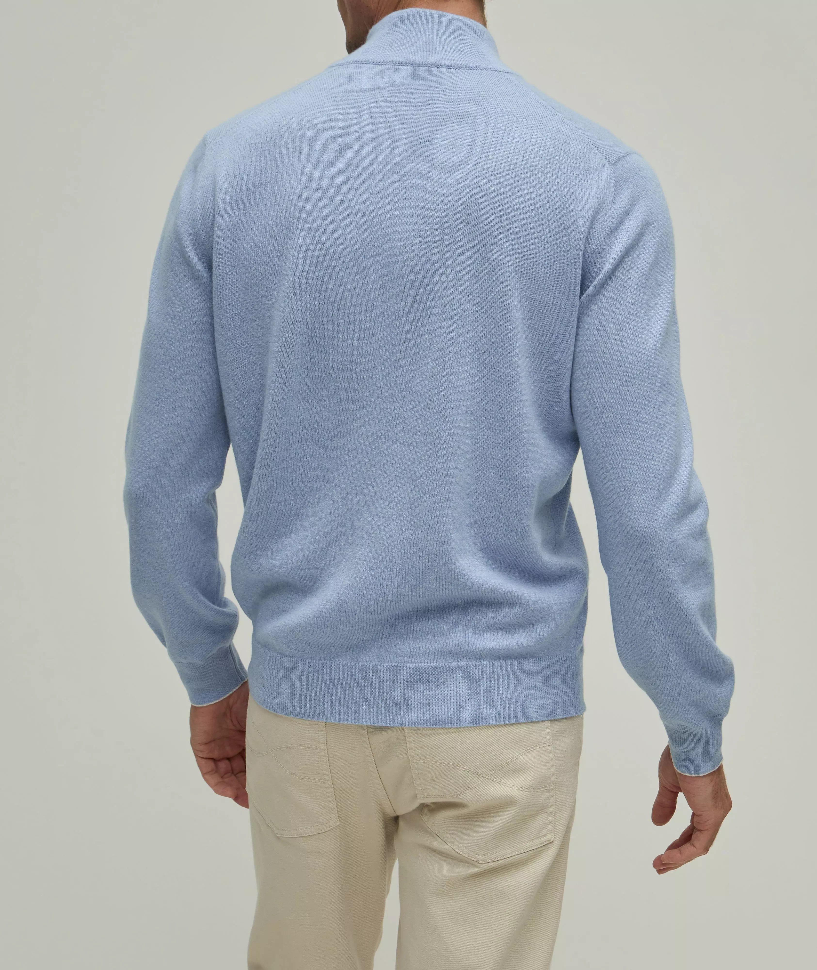 Brunello Cucinelli o1gr1nt0525 Half Zip Cashmere Pullover in Light Blue Size US L / EU 52-54 / 3 - 3 Thumbnail