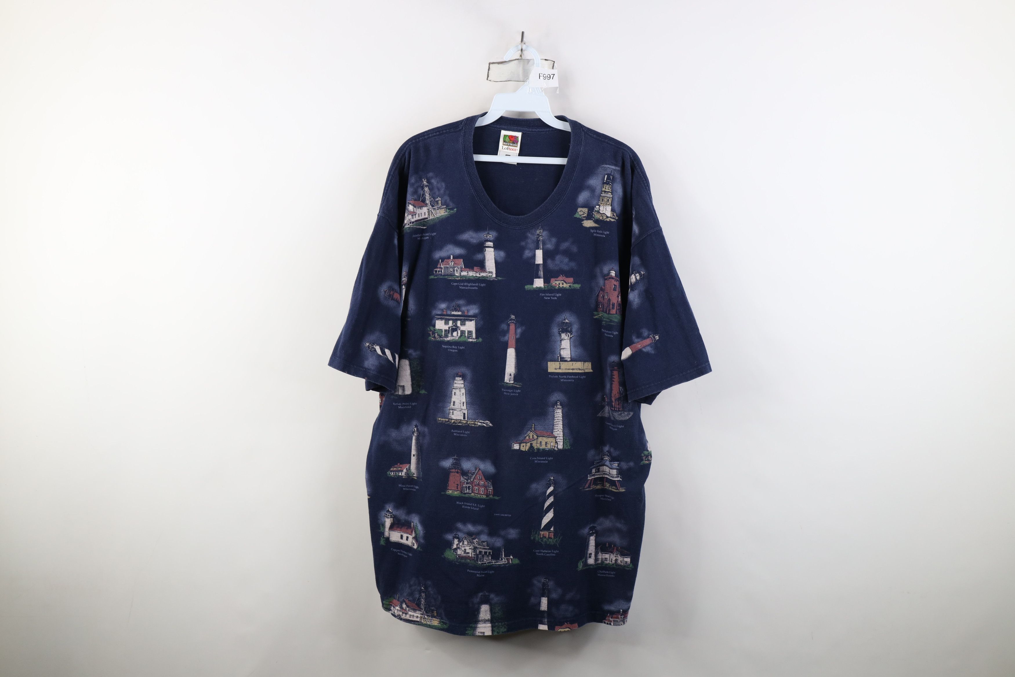 Vintage Vintage 90s Streetwear Lighthouse Print Short Sleeve T-Shirt Size US XXL / EU 58 / 5 - 1 Thumbnail
