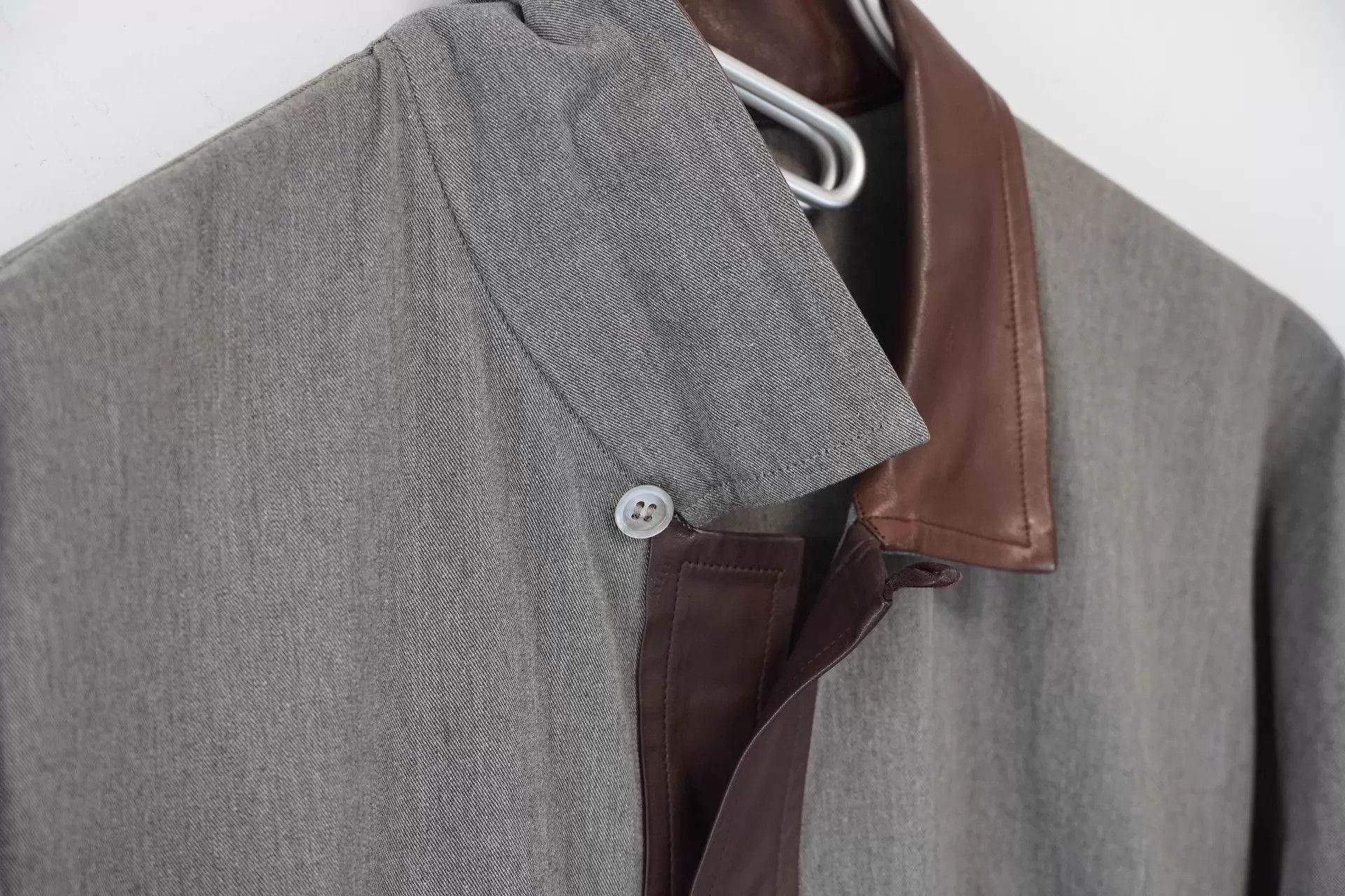 Yohji Yamamoto Yohji Yamamoto 90AW Leather Panel Cotton Shirt Size US M / EU 48-50 / 2 - 3 Thumbnail