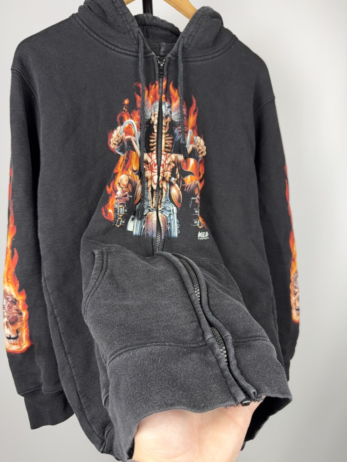 Harley Davidson Flaming Skull Biker Zip Hoodie Chopper Motorcycle Graphic Size US M / EU 48-50 / 2 - 12 Thumbnail