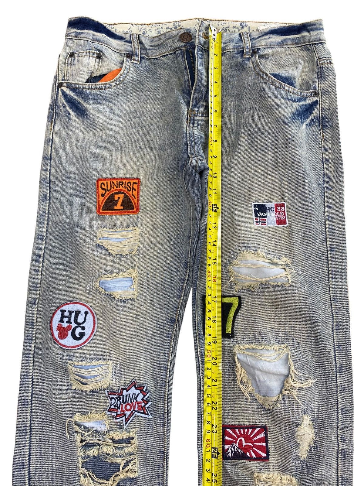 Japanese Brand Japanese Brand Acid Blue Wash Style Patchwork Jeans Size US 32 / EU 48 - 6 Thumbnail