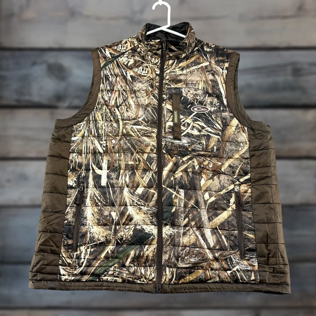 Vintage Drake Vest Mens L Brown Waterfowl Camouflage Realtree Max Puffer Full Zip Polyester Jacket/Coat Dual-Use Puffer Jacket Size US L / EU 52-54 / 3 - 1 Thumbnail