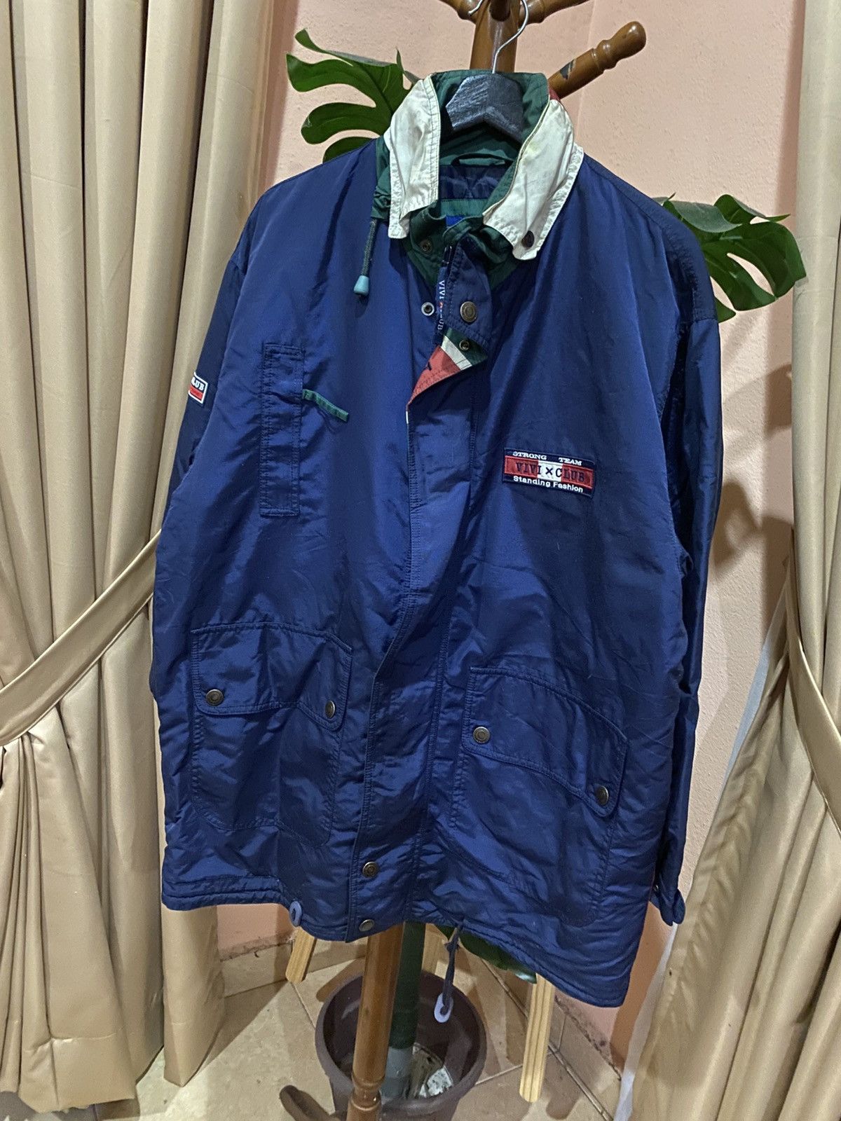 Vintage Vintage 90s VIVI X CLUB Nylon Windbreaker Jacket Blue Green Size US L / EU 52-54 / 3 - 2 Thumbnail