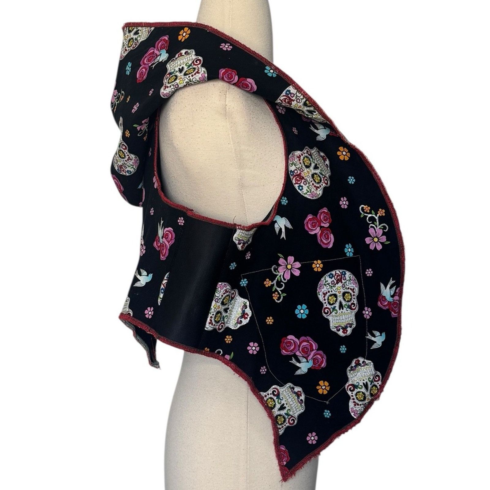 Other DIA DE LOS MUERTOS Skulls Vest Handmade Reversible Hooded Size L / US 10 / IT 46 - 6 Thumbnail