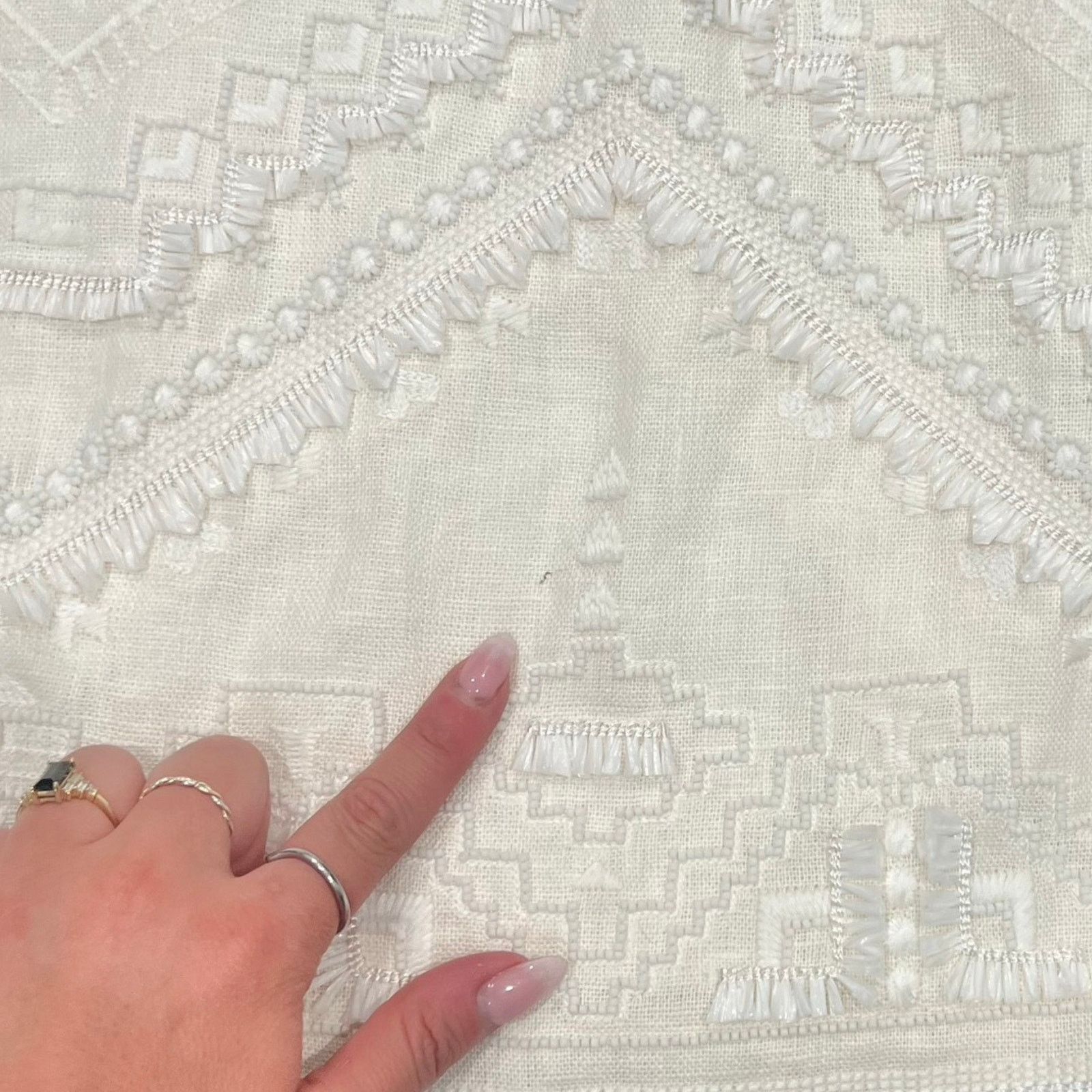 KOBI HALPERIN Kobi Halperin Ivory Beaded Tassel Shift Linen Dress size M Size M / US 6-8 / IT 42-44 - 6 Thumbnail