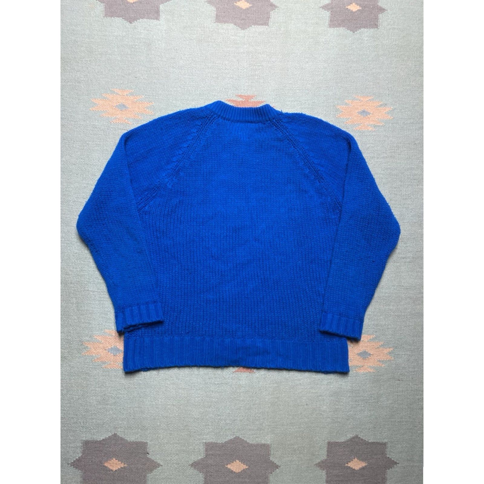 Vintage VINTAGE 60s Button Front Cardigan Sweater Cable-Knit Blue Acrylic Women’s XL Size XL / US 12-14 / IT 48-50 - 5 Thumbnail