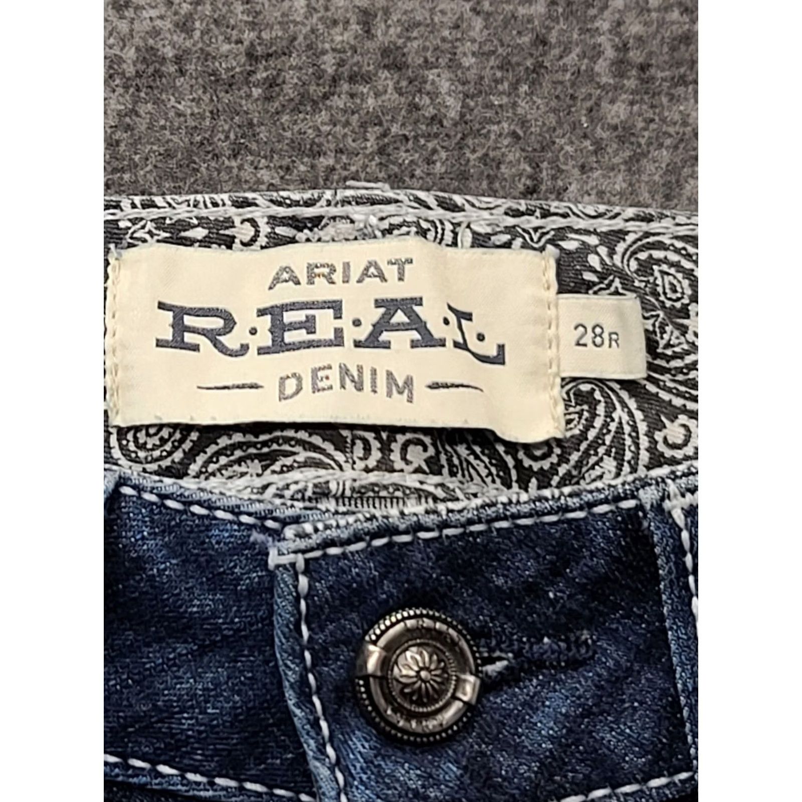 Ariat Ariat Real Denim Jeans Womens 28x32 Regular Fit Bootcut Mid Rise Distressed Denim Pants Blue Slim 5-Pocket Cowboy Horse Southwestern Mens Girls Size 28" / US 6 / IT 42 - 2 Thumbnail
