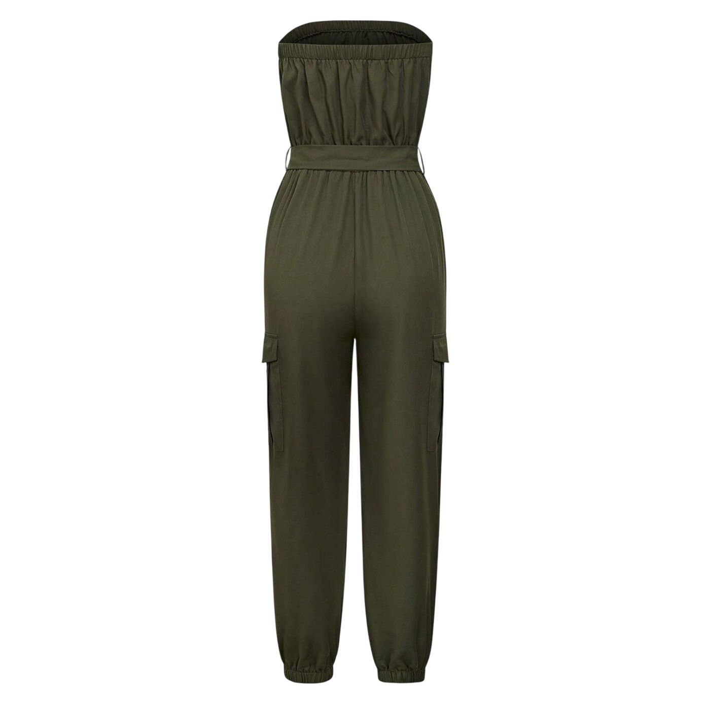 Shein Strapless Jumpsuit With Gathered Waist And Ankle Cuffs Size 30" / US 8 / IT 44 - 2 Thumbnail