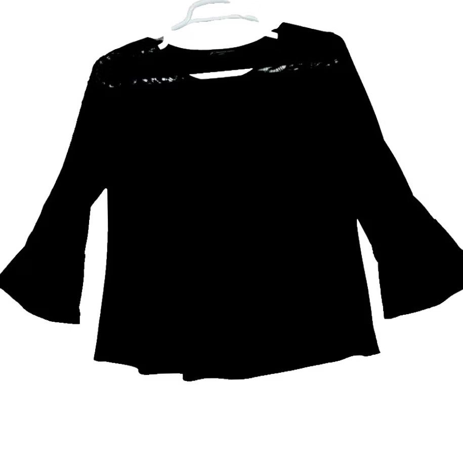 Adrianna Papell Adrianna Papell Blouse Women M Black Lace Sheer Long Sleeve Top W 350 Shirt Size M / US 6-8 / IT 42-44 - 2 Thumbnail