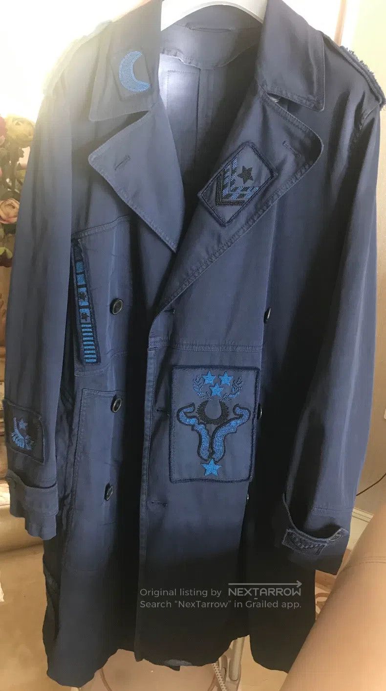 Valentino Valentino Handmade beaded totem heavy industry blue trench Size S / US 4 / IT 40 - 1 Thumbnail