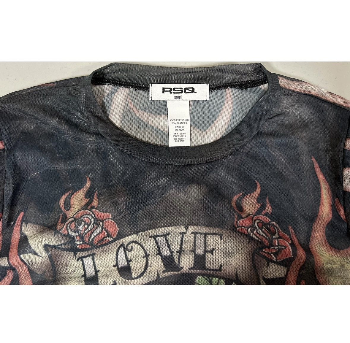 Rsq ‘Love Always Burns’ Y2K Heart Flames Shirt Top Tee Size S 🔥✨ Size S / US 4 / IT 40 - 5 Thumbnail