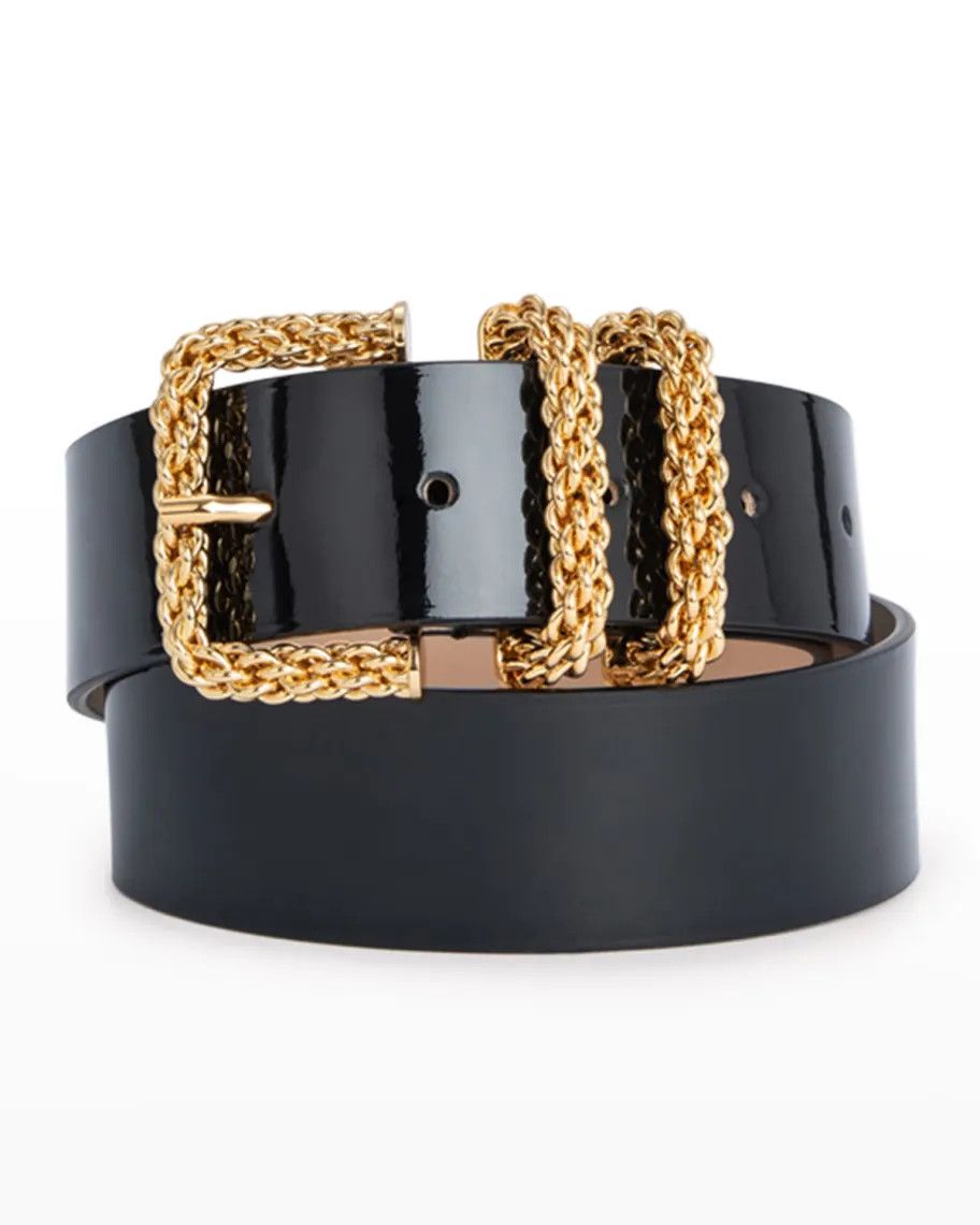 By Far o1mle1224 Size : M/ Patent Leather Chain Buckle Belt Black Size ONE SIZE - 1 Thumbnail