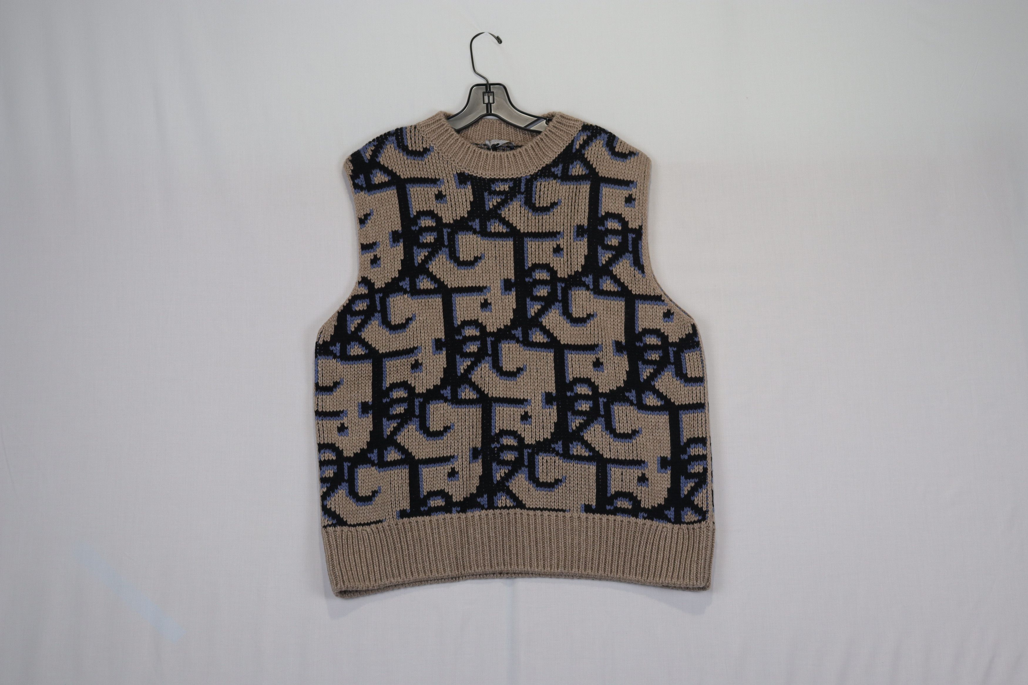 Dior o1rshd1 Check This Jack Jacquard Logo Knit Vest in Beige Size US M / EU 48-50 / 2 - 7 Thumbnail