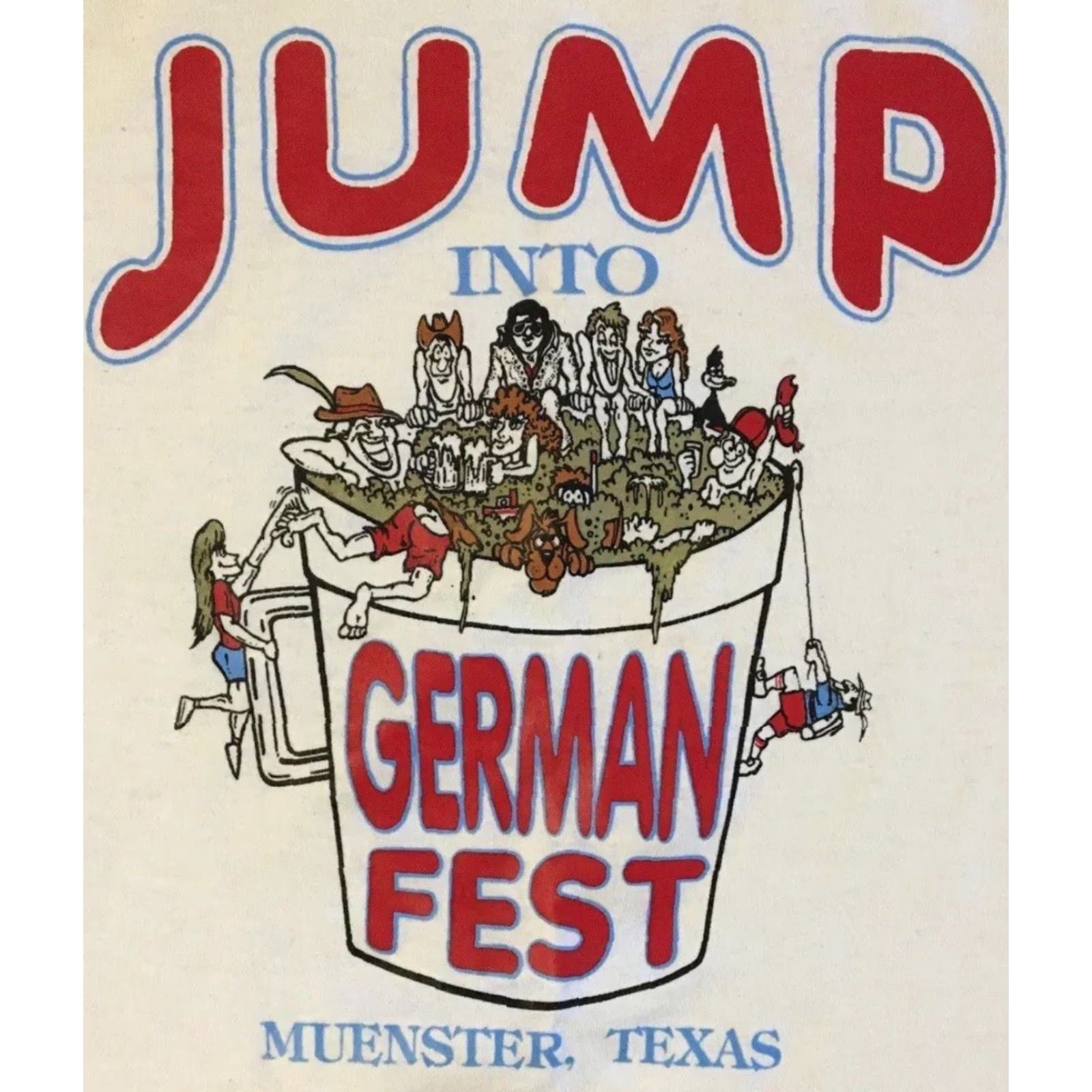 Vintage VINTAGE 90s Texas German Fest Shirt XL White Bar Drinking Grunge Biker Muenster USA Rock Punk Hard to read rules? Size US XL / EU 56 / 4 - 2 Thumbnail