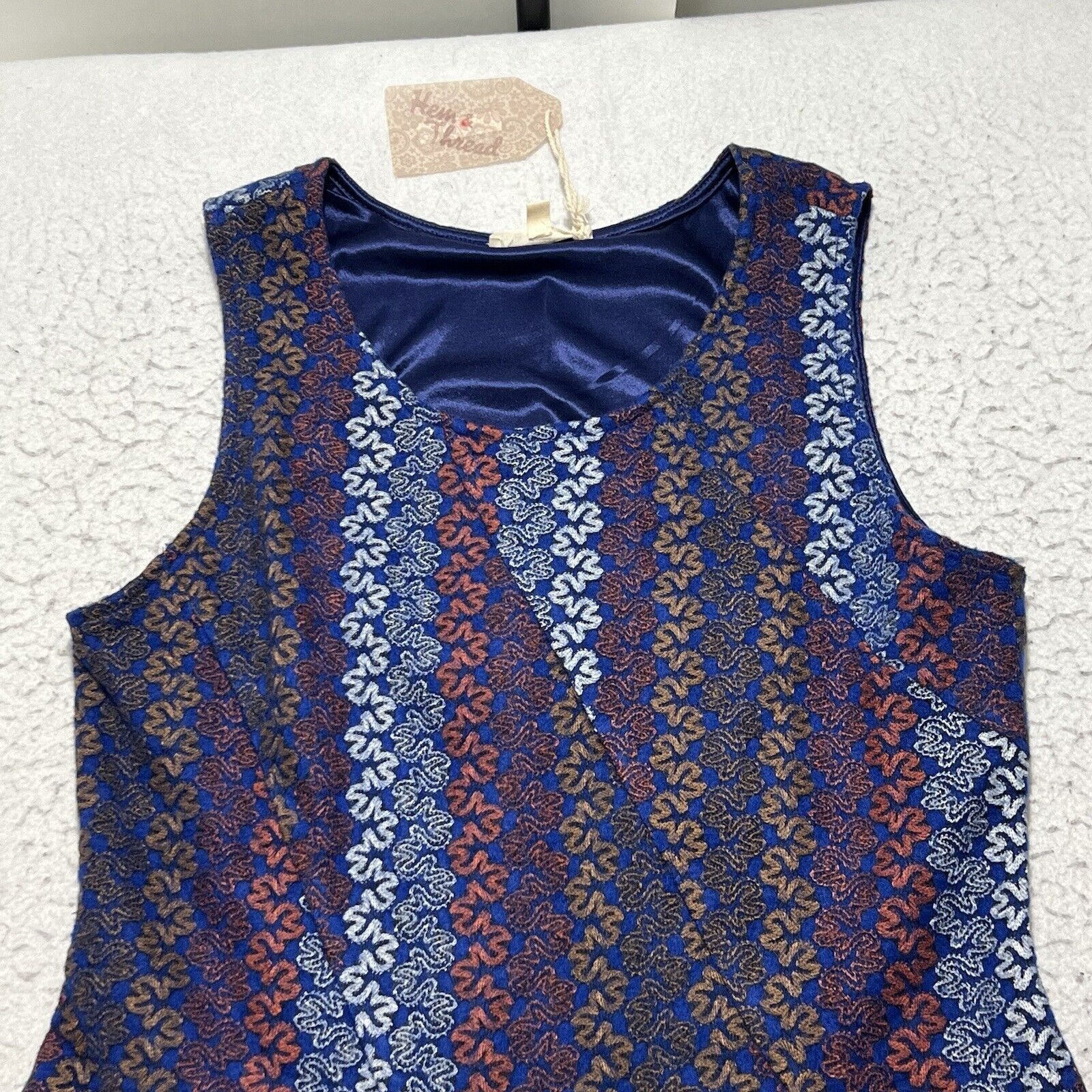 Other Hem & Thread Sleeveless Fit & Flare Mini Dress Blue Lined Size L / US 10 / IT 46 - 2 Thumbnail
