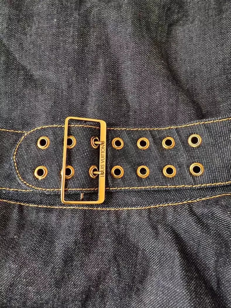 Louis Vuitton Louis Vuitton Dark Blue Gold Buckle Belted Denim Dress Size XS / US 0-2 / IT 36-38 - 5 Thumbnail