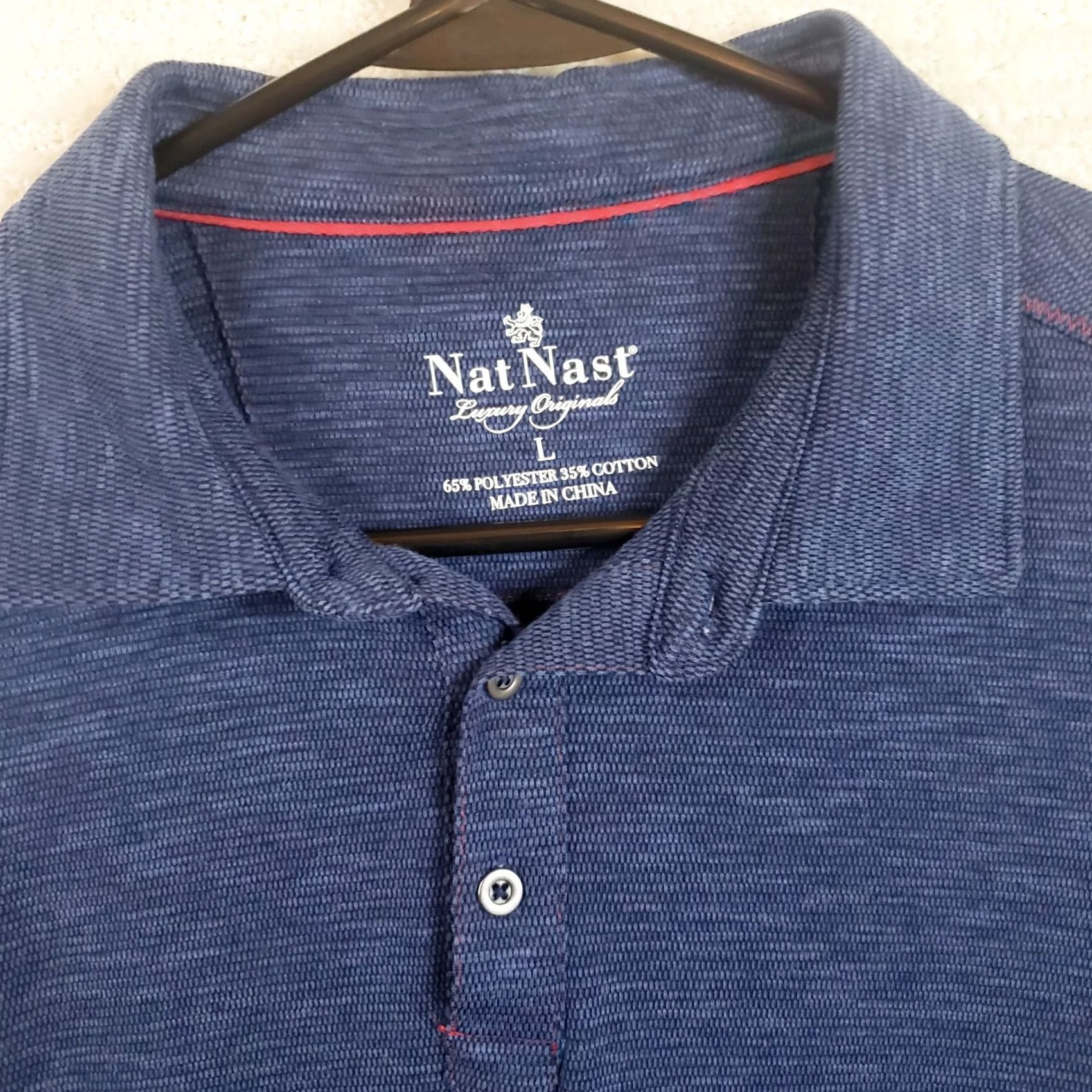 Nat Nast VINTAGE Nat Nast Luxury Polo Shirt Mens L Blue Red Trim Short Sleeve Size US L / EU 52-54 / 3 - 4 Thumbnail