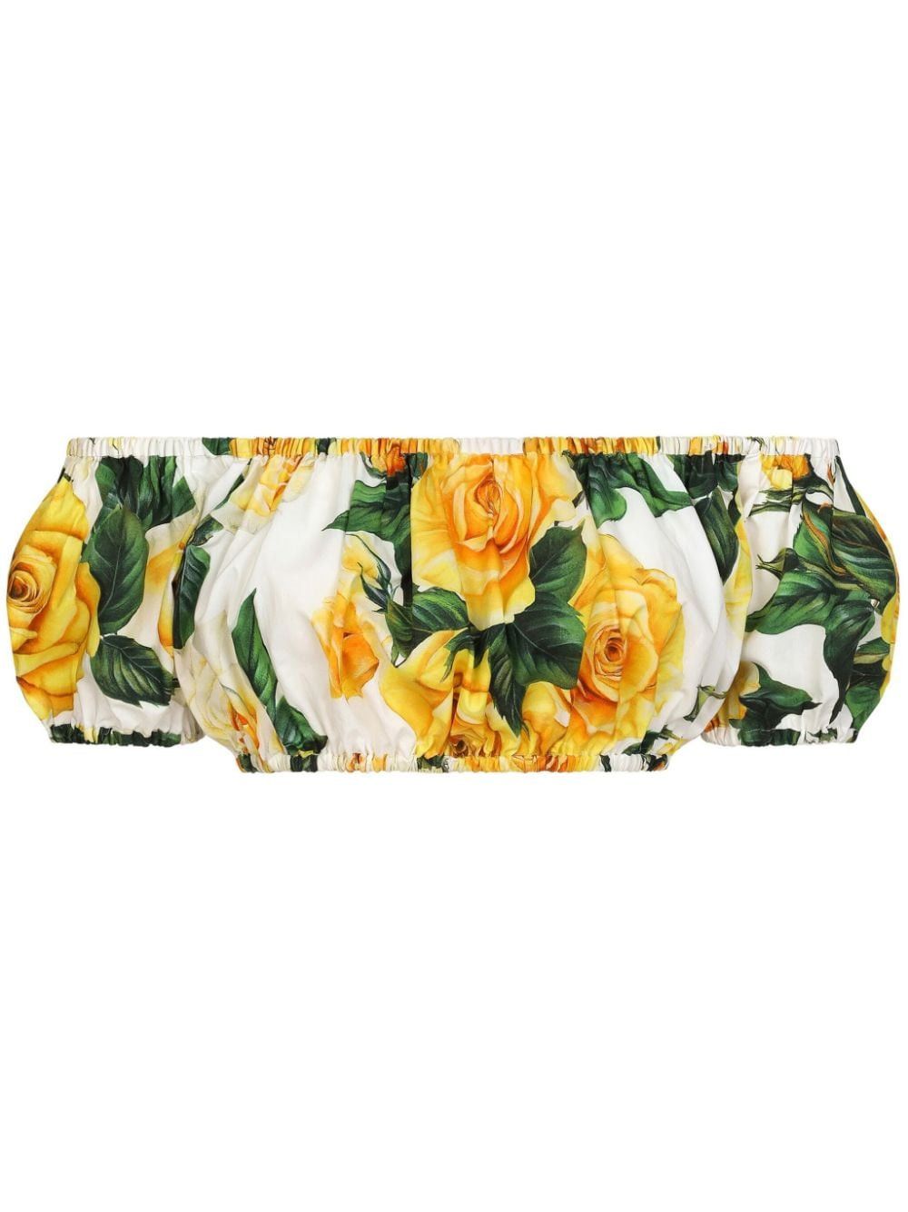 Dolce & Gabbana COTTON CROPPED TOP WITH ROSES PRINT Size S / US 4 / IT 40 - 1 Thumbnail