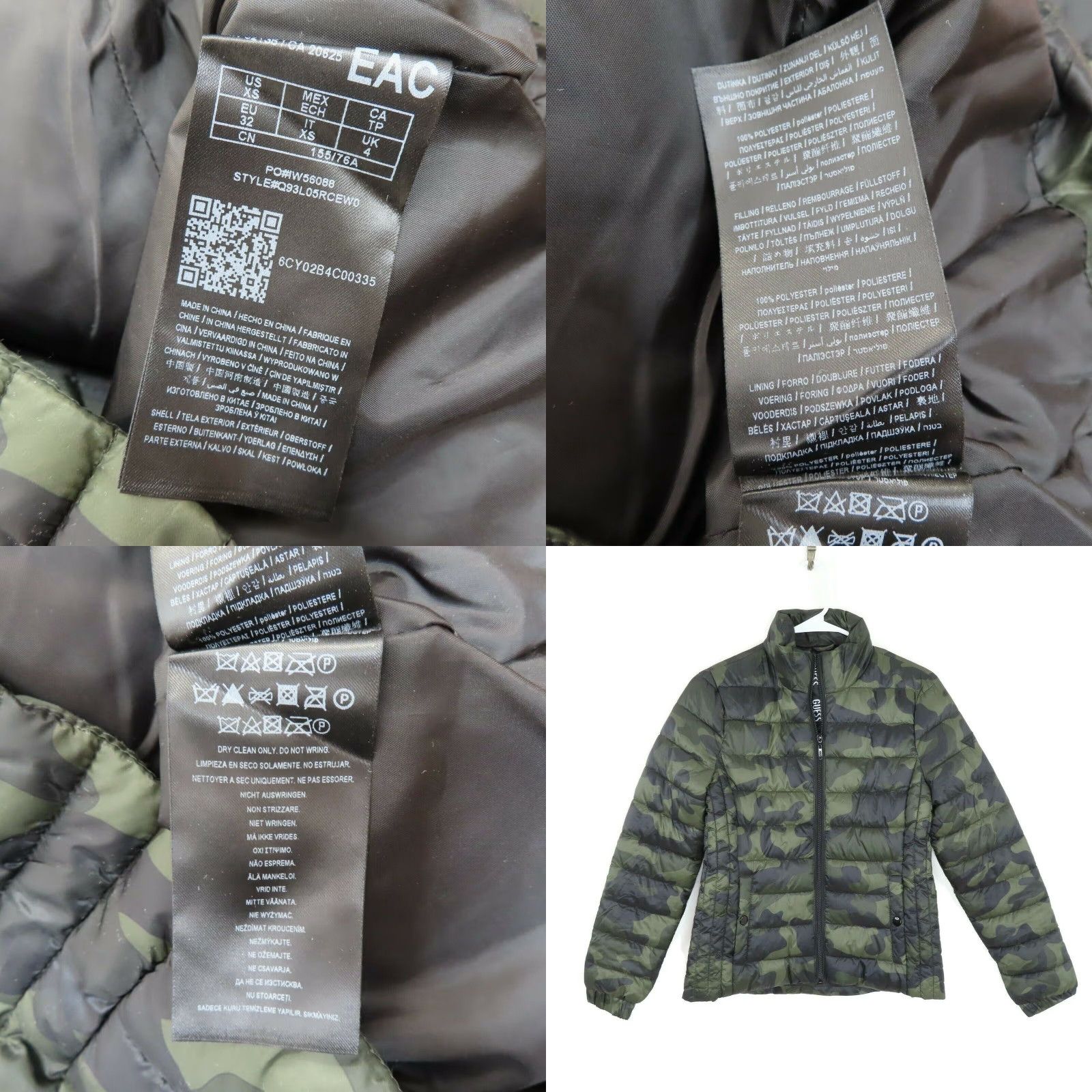 Guess GUESS Womens XS Puffer Jacket Camouflage Aden Logo Coat Shirt (Jacket) Body: Green (Camouflage) Regular Size XS Womens Size XS / US 0-2 / IT 36-38 - 8 Thumbnail