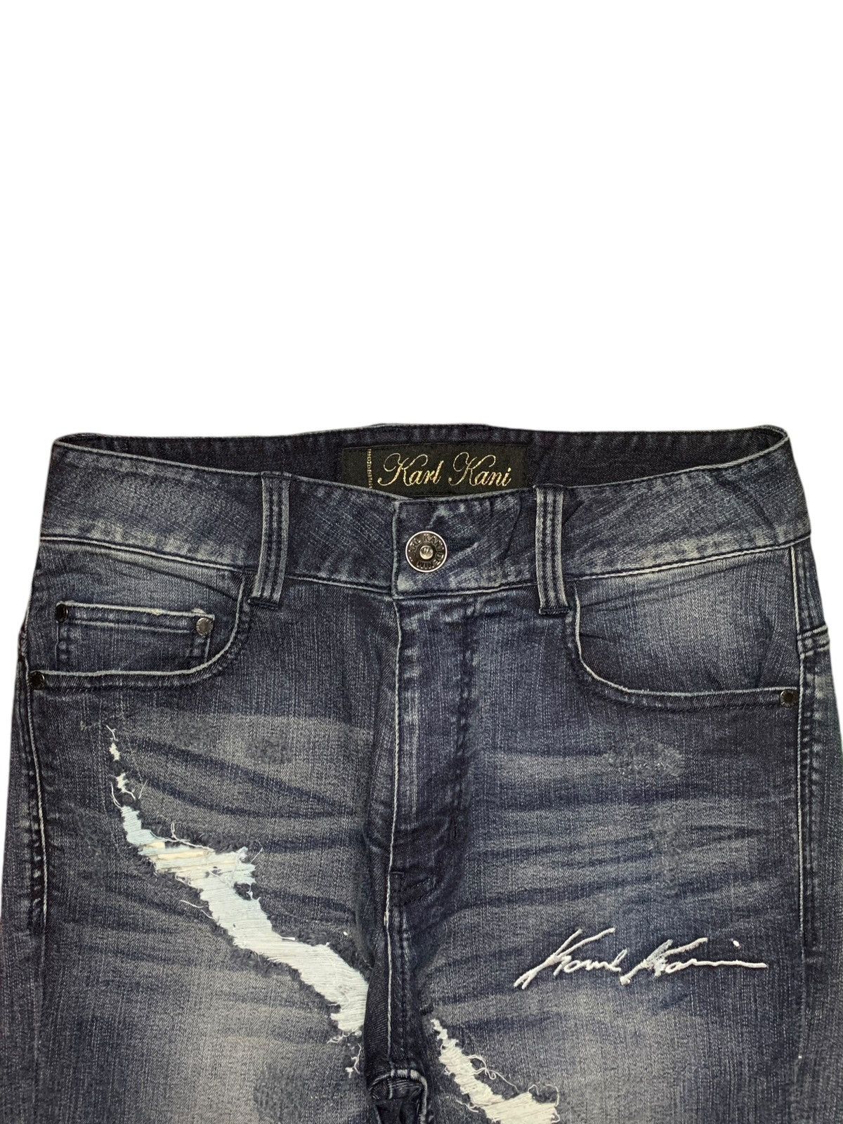 Japanese Brand × Karl Kani Vintage Japanese Karl Kani Faded Rip Slim Distressed Jeans Size US 32 / EU 48 - 4 Thumbnail