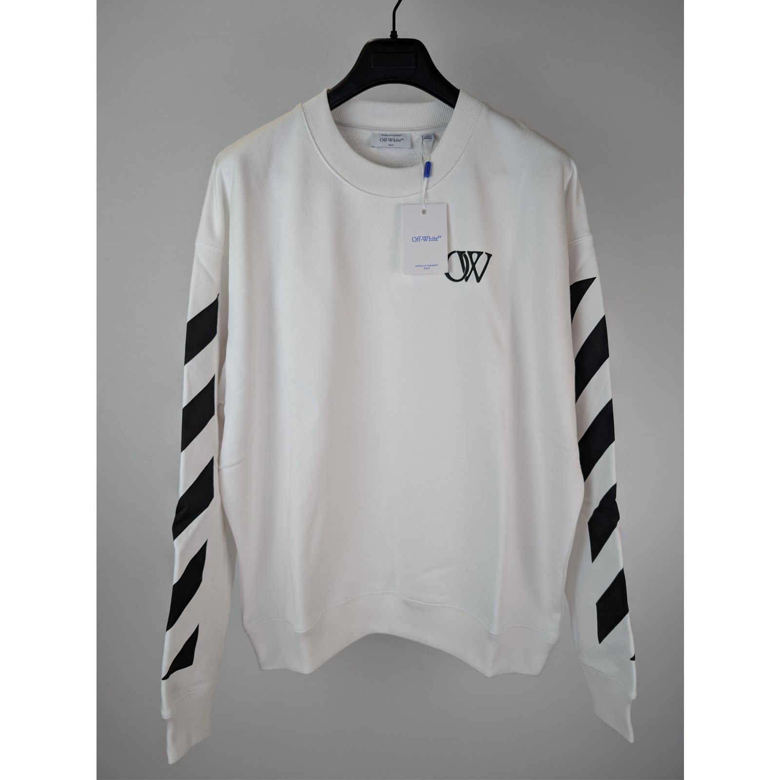 Off-White o1rshd1 Diag Skate Crewneck Sweatshirt in White / Black Size US L / EU 52-54 / 3 - 2 Thumbnail