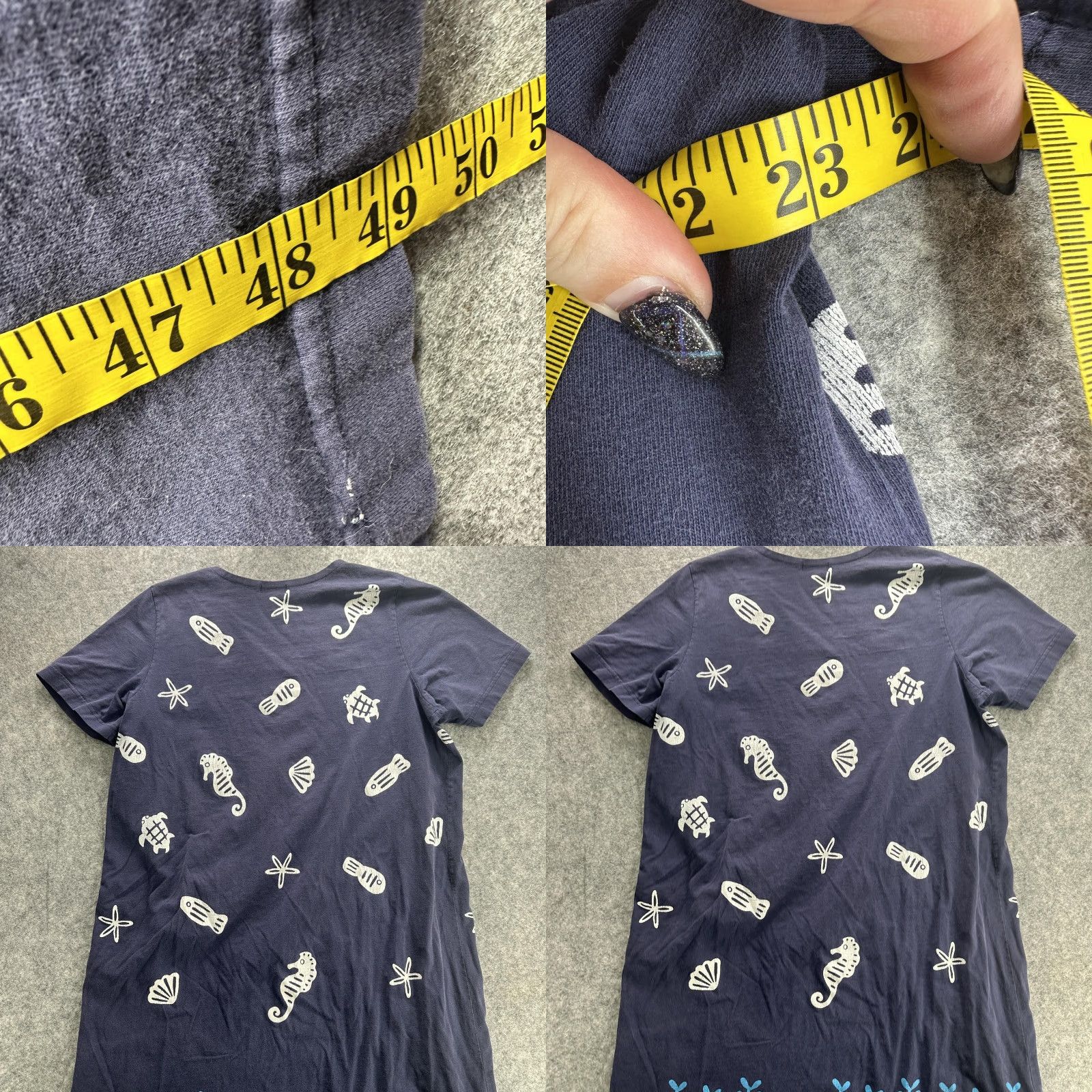 Vintage VINTAGE M. Mak Dress Womens Large Navy Blue Sea Life Seahorse Turtle Fish Shell Summer Size M / US 6-8 / IT 42-44 - 8 Thumbnail