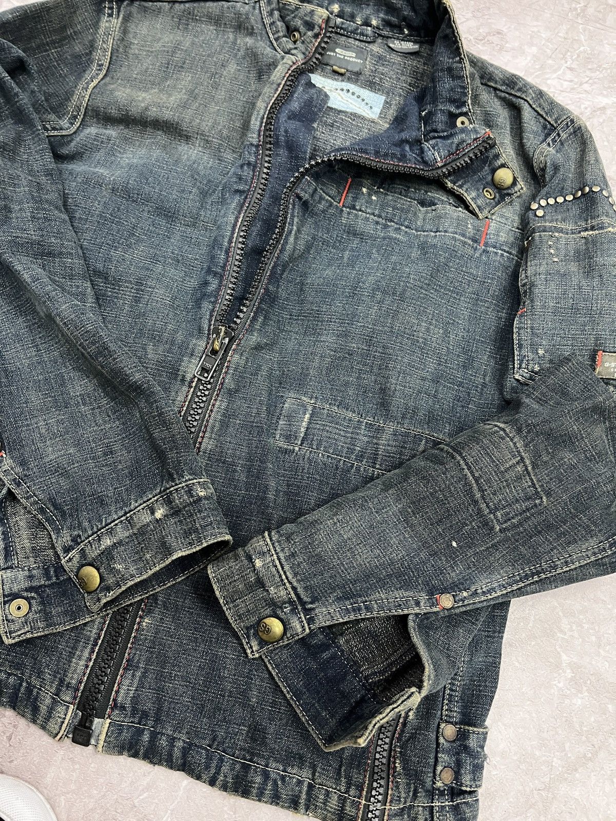 G-Star × Japanese Brand RACING MOTO DISTRESSED DENIM G STAR RAW Y2K JACKET Size US M / EU 48-50 / 2 - 8 Thumbnail