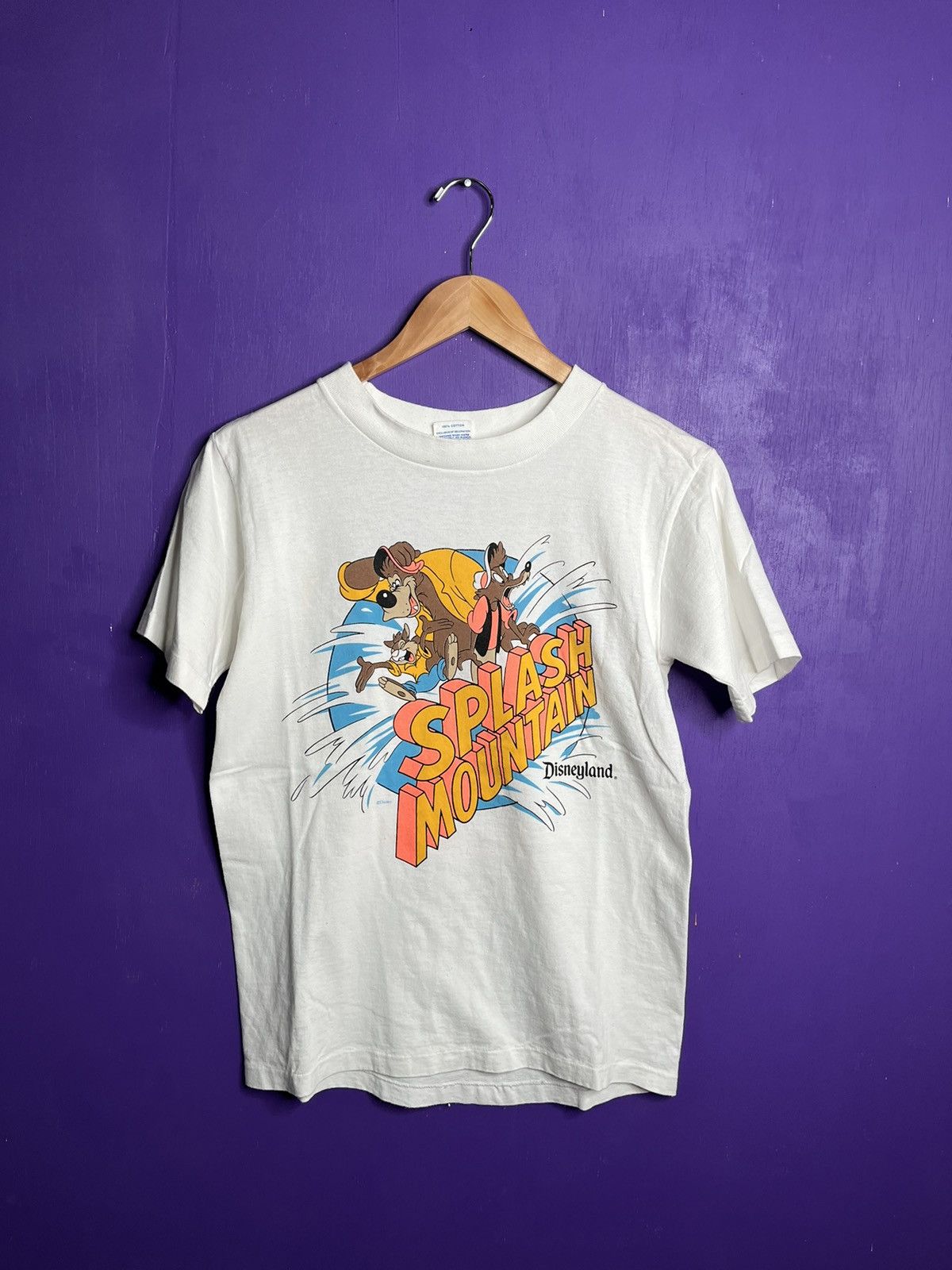 image of Vintage 80's Disney Splash Mountain Ride T-Shirt in White, Men's (Size Small)