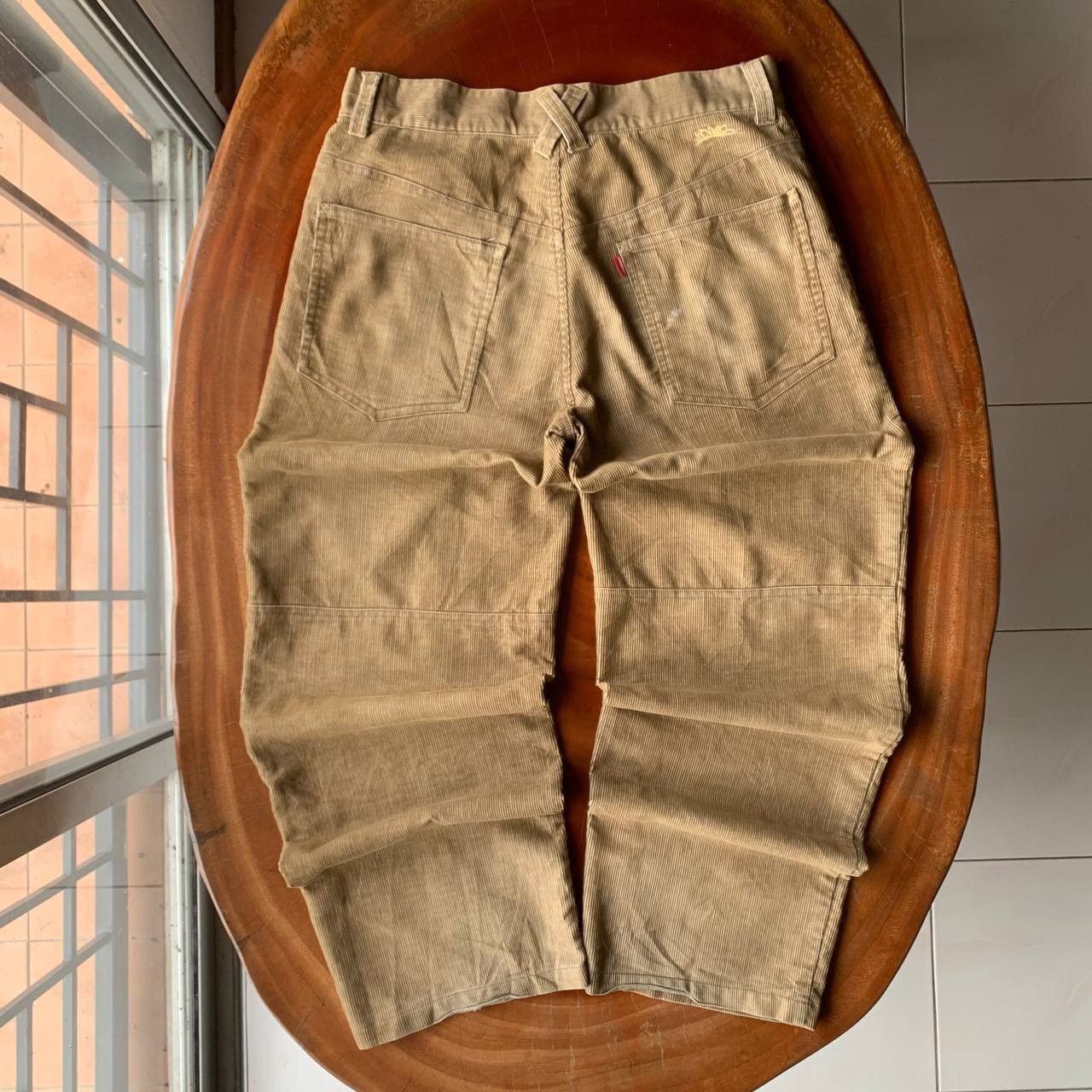 Japanese Brand Octopus Army Corduroy Double Knee Khakis Baggy Pants Size US 35 - 2 Thumbnail