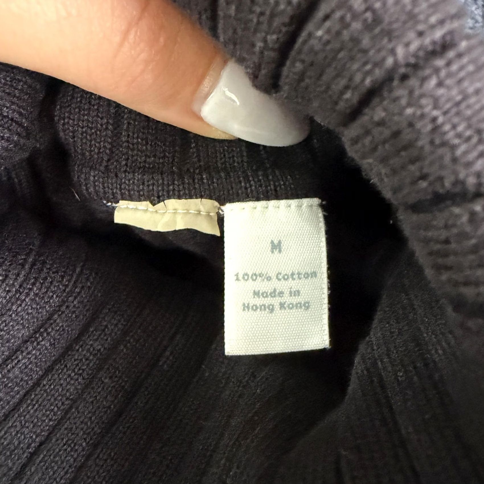 Vintage VINTAGE Hong Kong Sweater Womens Medium Black Ribbed Cotton Turtleneck Knit Size M / US 6-8 / IT 42-44 - 3 Thumbnail