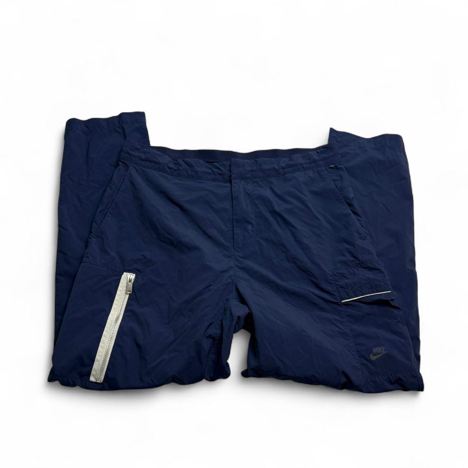 Nike Nike Mens Nylon Cargo Track Pants Blue Reflective Zip Y2K 32 Size US 33 - 2 Thumbnail