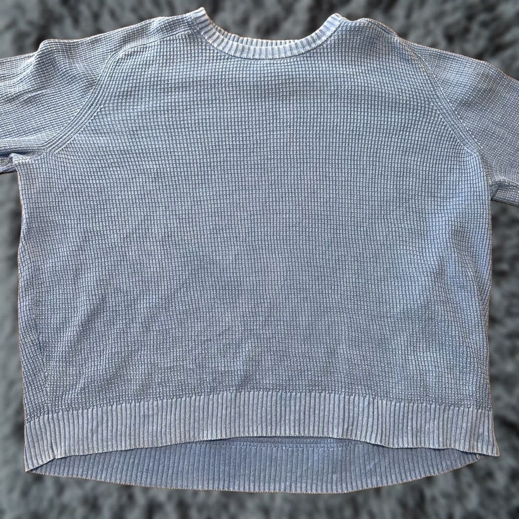 Vintage LL Bean Sweater Mens XXL Blue Cotton Waffle-Knit Crewneck Sunwashed Textured Size US XXL / EU 58 / 5 - 1 Thumbnail