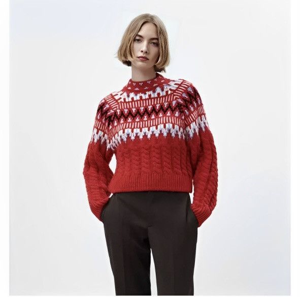 Zara Zara cable knit jacquard fair sale sweater red Size S / US 4 / IT 40 - 8 Thumbnail