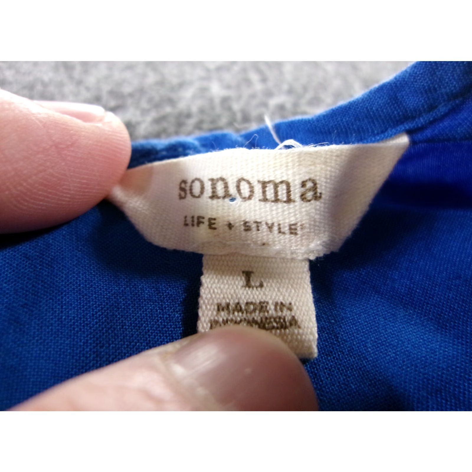 Vintage Sonoma Blue Beaded Tunic Blouse Women Large 3/4 Sleeve Scoop Neck Casual Beach Bohemian Size L / US 10 / IT 46 - 6 Thumbnail