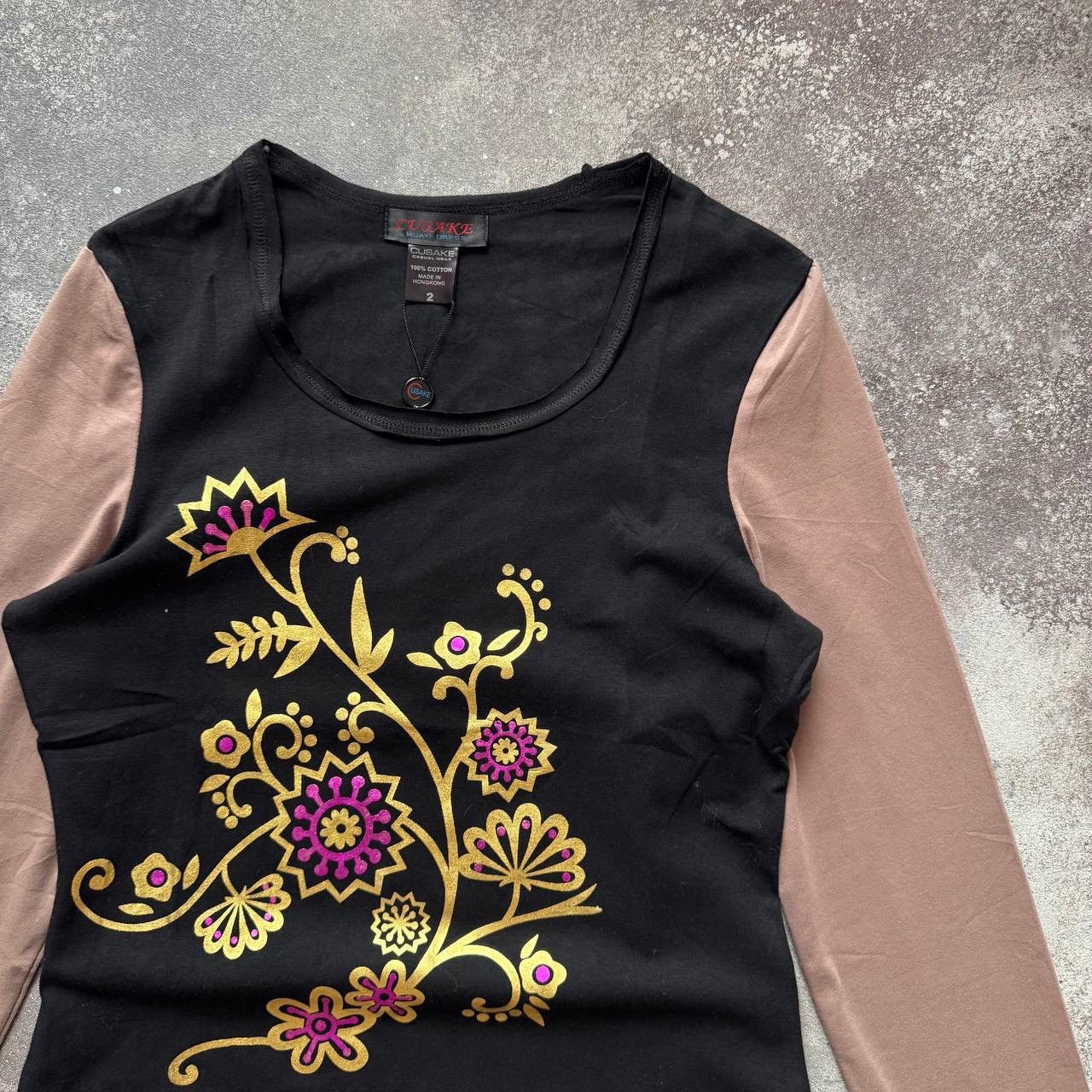 20471120 Custo Barcelona Style Y2K Vintage Boho Glam Floral Blouse Size M / US 6-8 / IT 42-44 - 4 Thumbnail