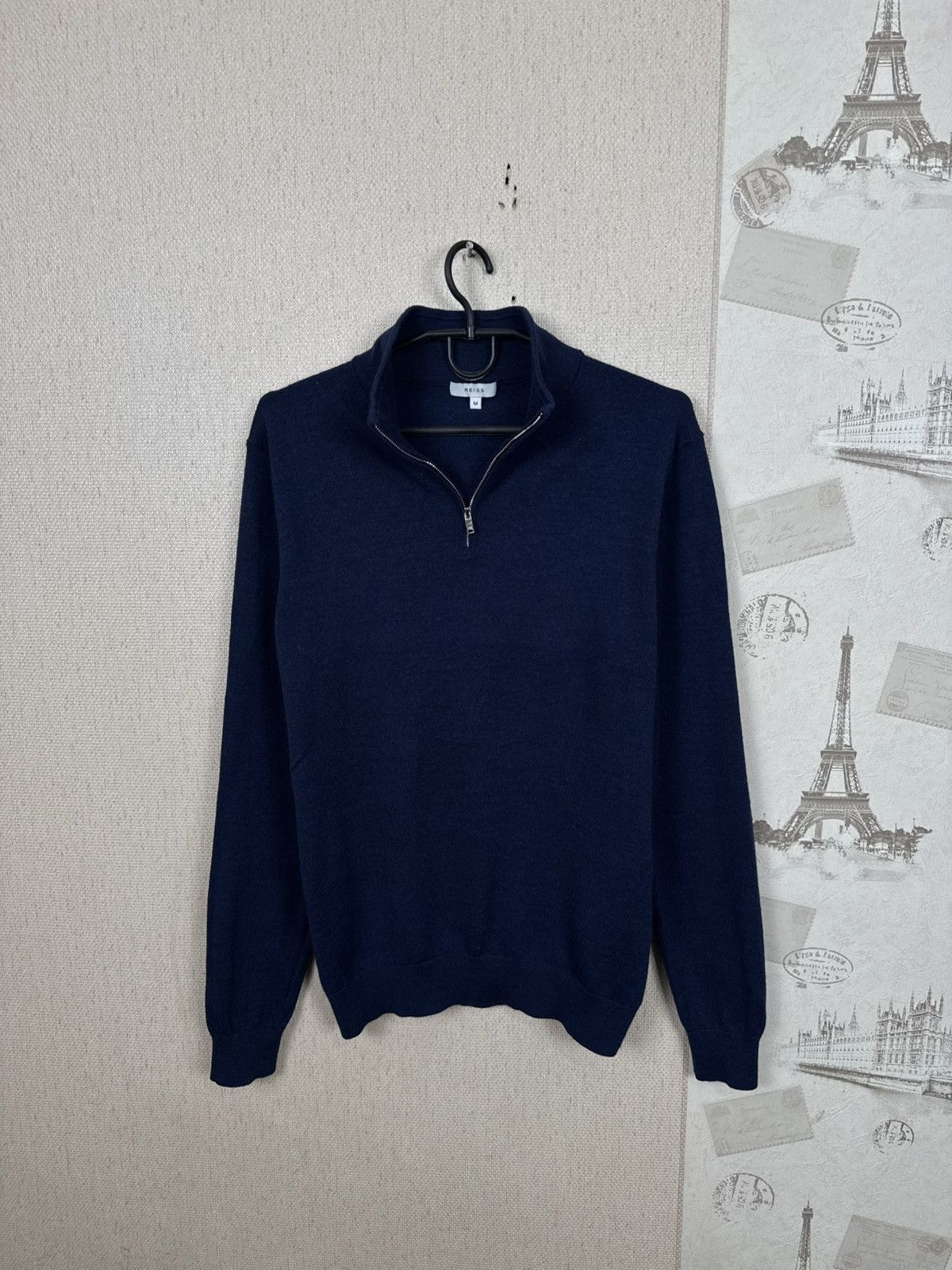 Reiss Reiss Sweartshirt 1/4 Zip Wool Luxury Mens Blue Navy M Size US M / EU 48-50 / 2 - 5 Thumbnail